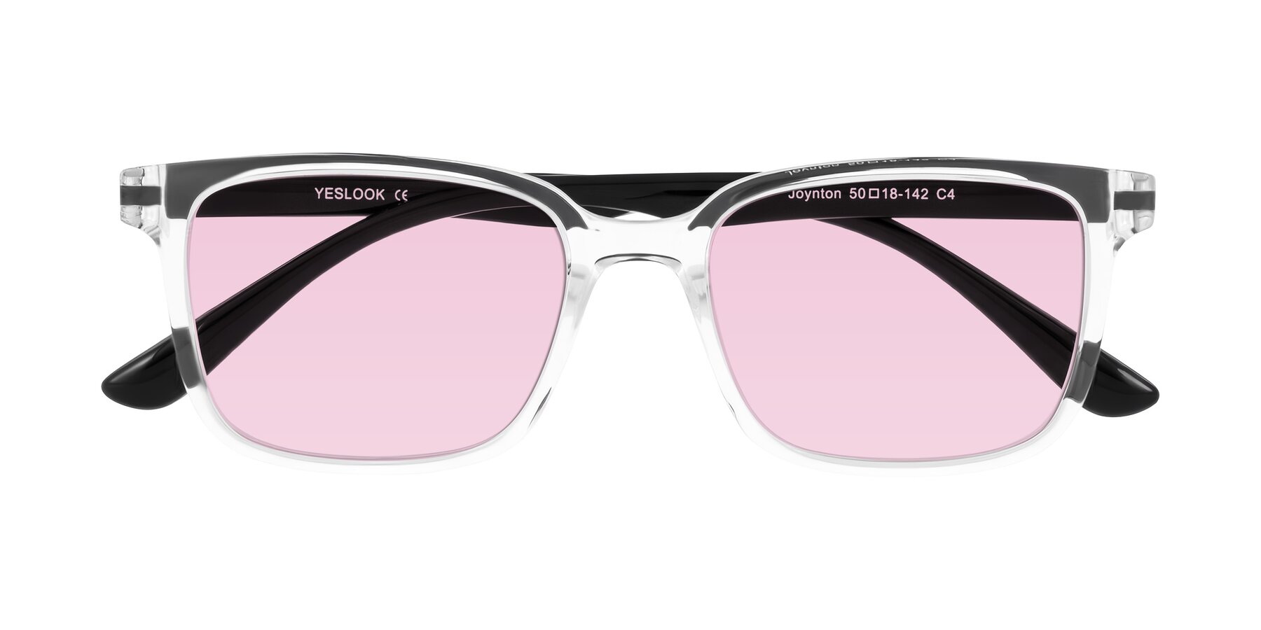 Folded Front of Joynton in Clear/Black with Light Pink Tinted Lenses