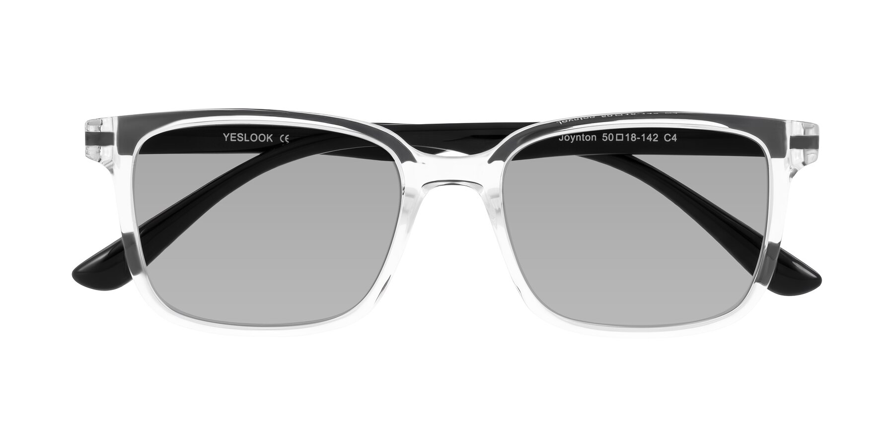 Folded Front of Joynton in Clear/Black with Light Gray Tinted Lenses