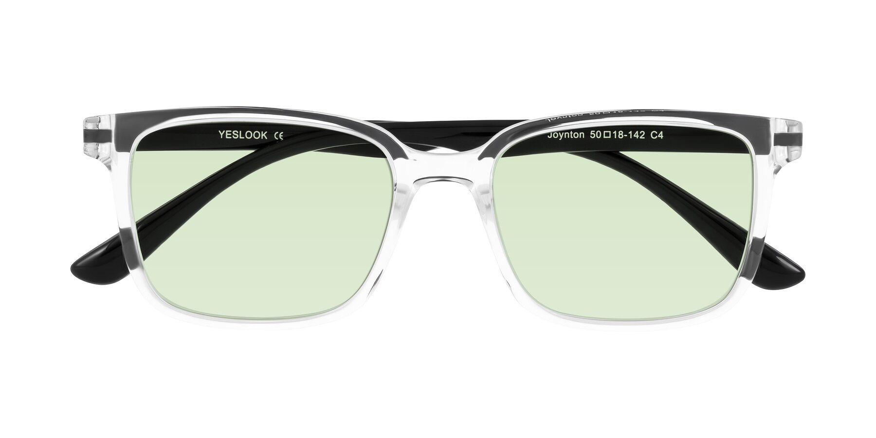 Folded Front of Joynton in Clear/Black with Light Green Tinted Lenses
