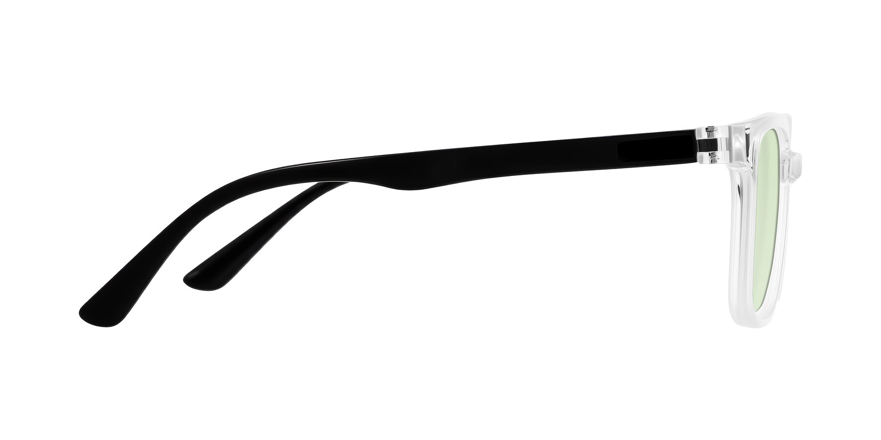 Side of Joynton in Clear/Black with Light Green Tinted Lenses