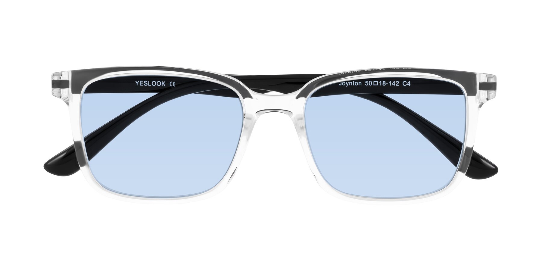 Folded Front of Joynton in Clear/Black with Light Blue Tinted Lenses