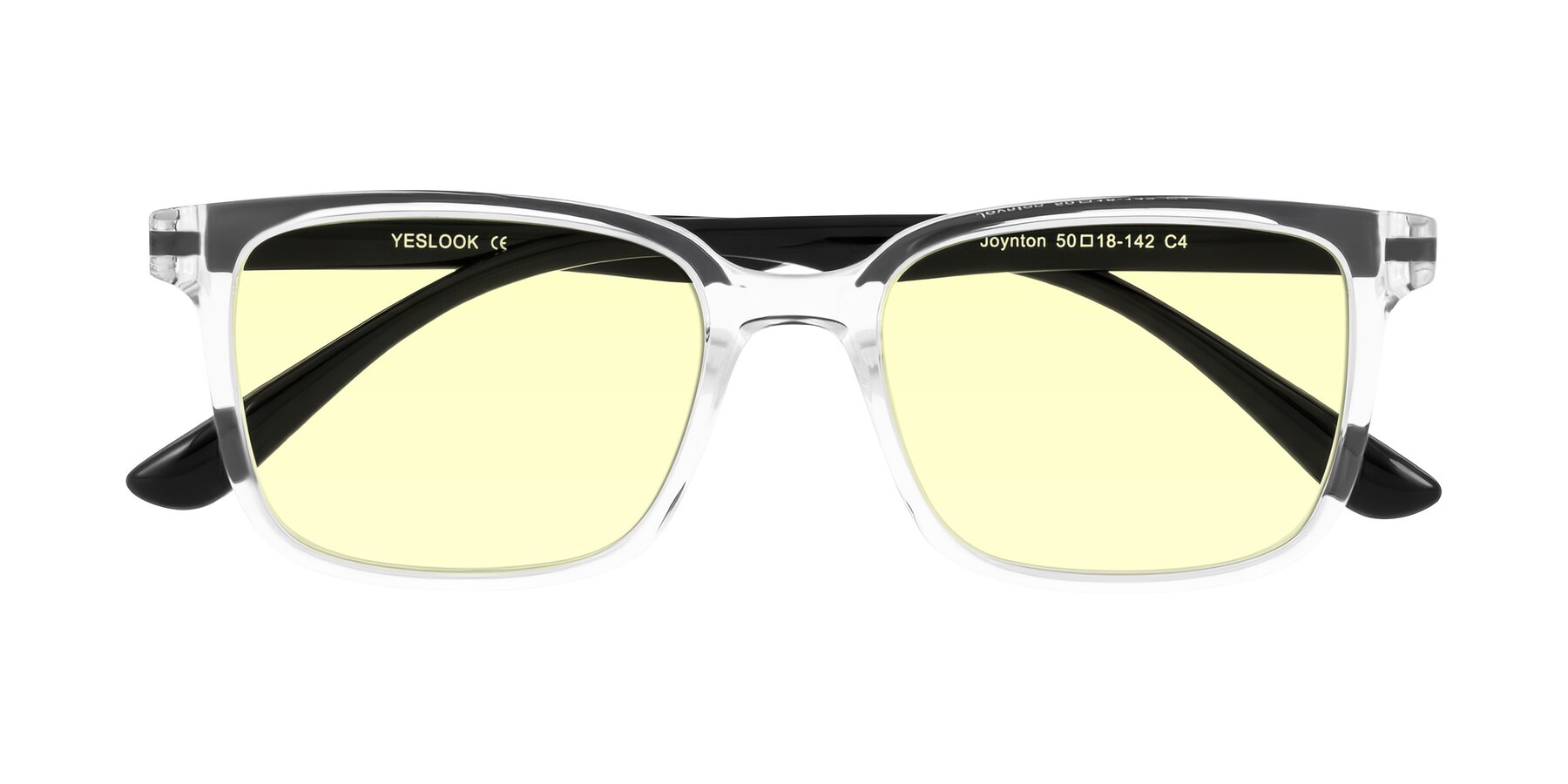Folded Front of Joynton in Clear/Black with Light Yellow Tinted Lenses