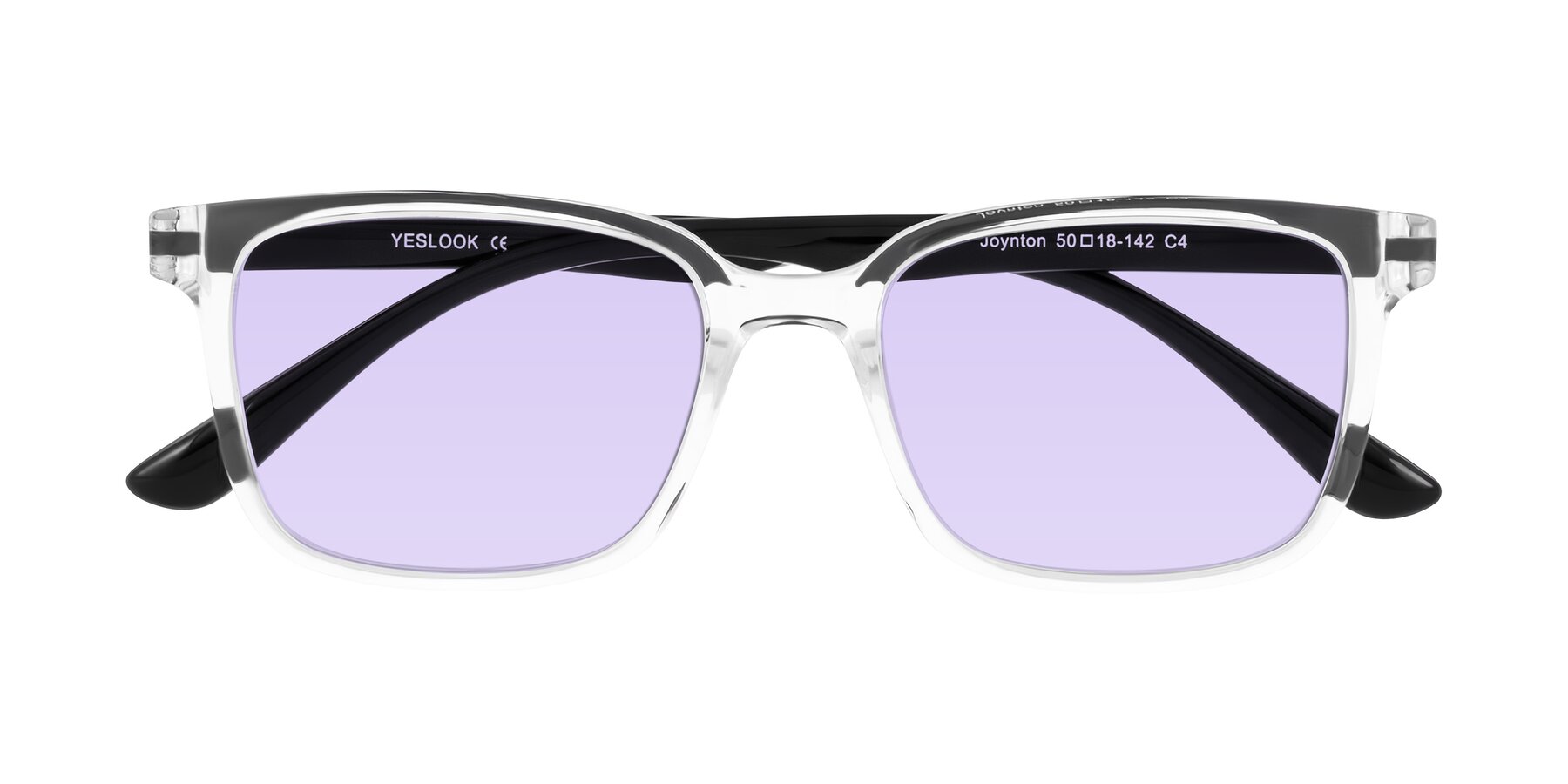 Folded Front of Joynton in Clear/Black with Light Purple Tinted Lenses
