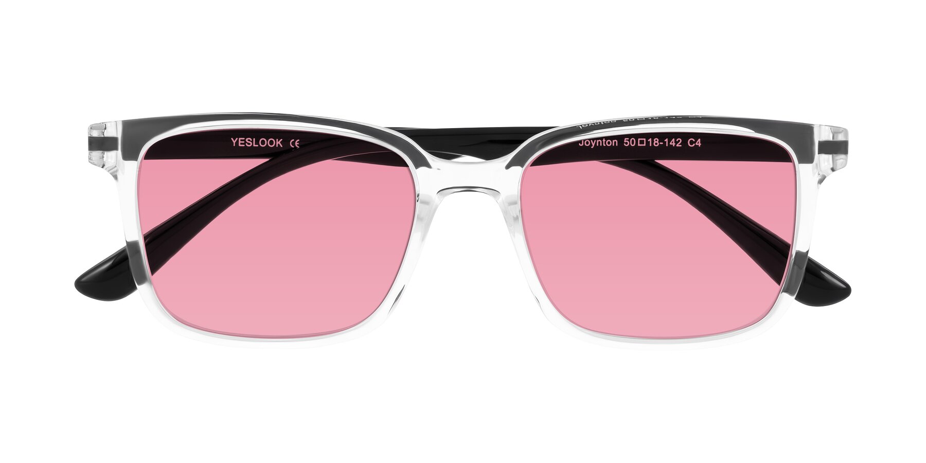 Folded Front of Joynton in Clear/Black with Pink Tinted Lenses
