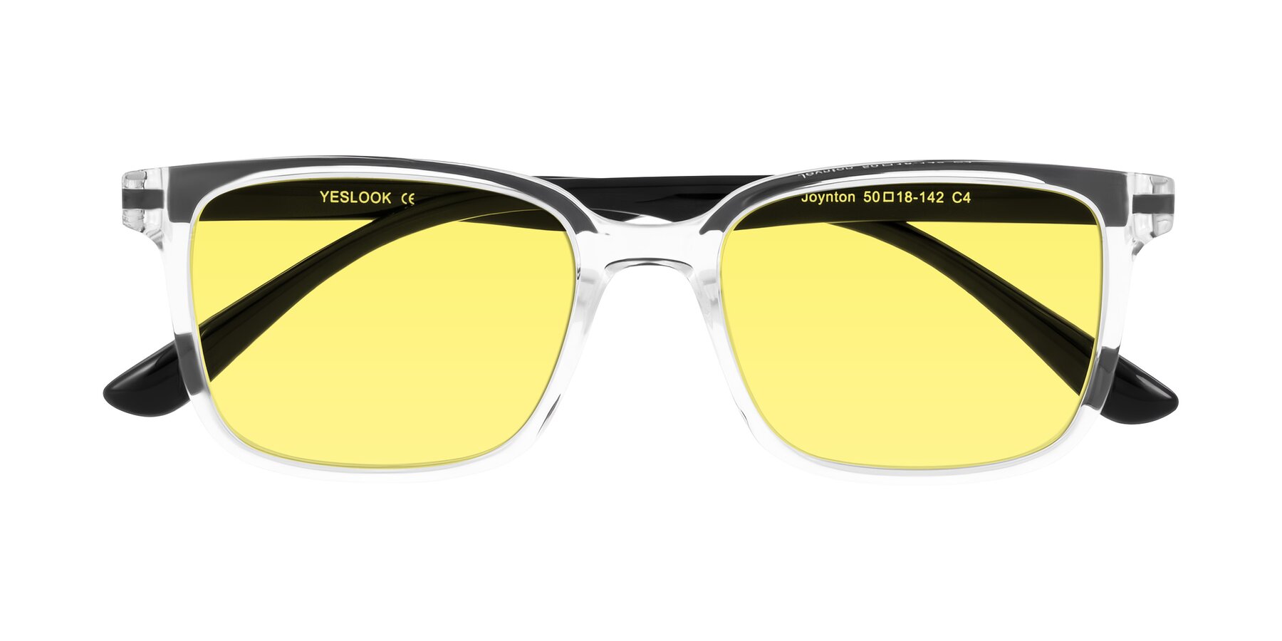Folded Front of Joynton in Clear/Black with Medium Yellow Tinted Lenses