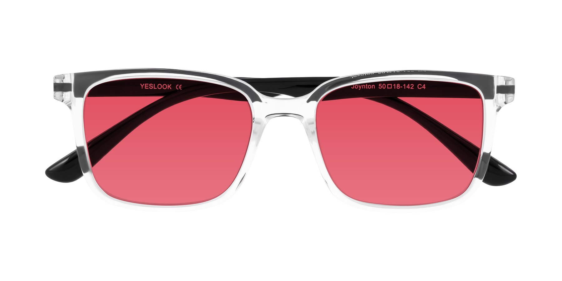 Folded Front of Joynton in Clear/Black with Red Tinted Lenses