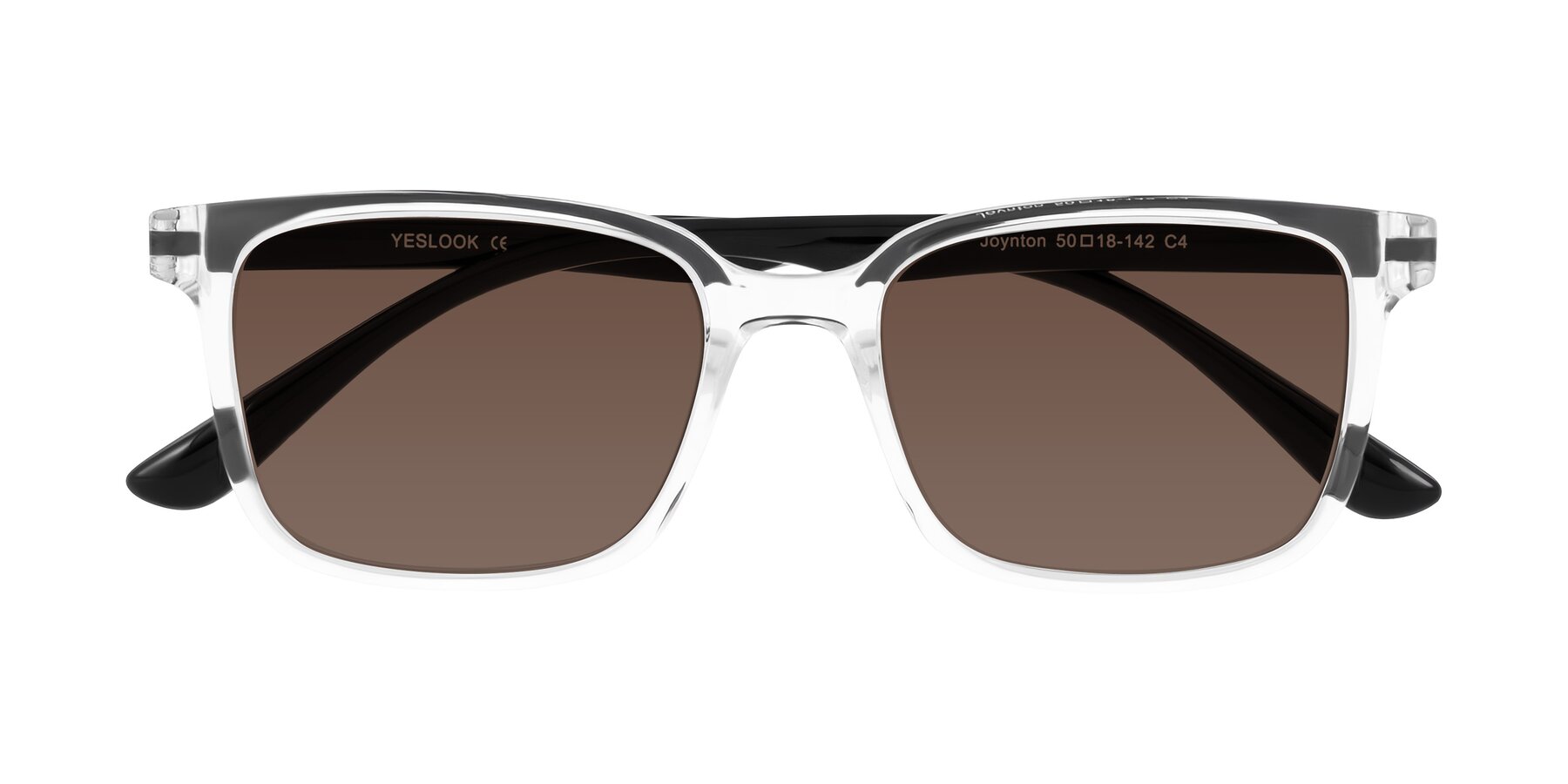 Folded Front of Joynton in Clear/Black with Brown Tinted Lenses