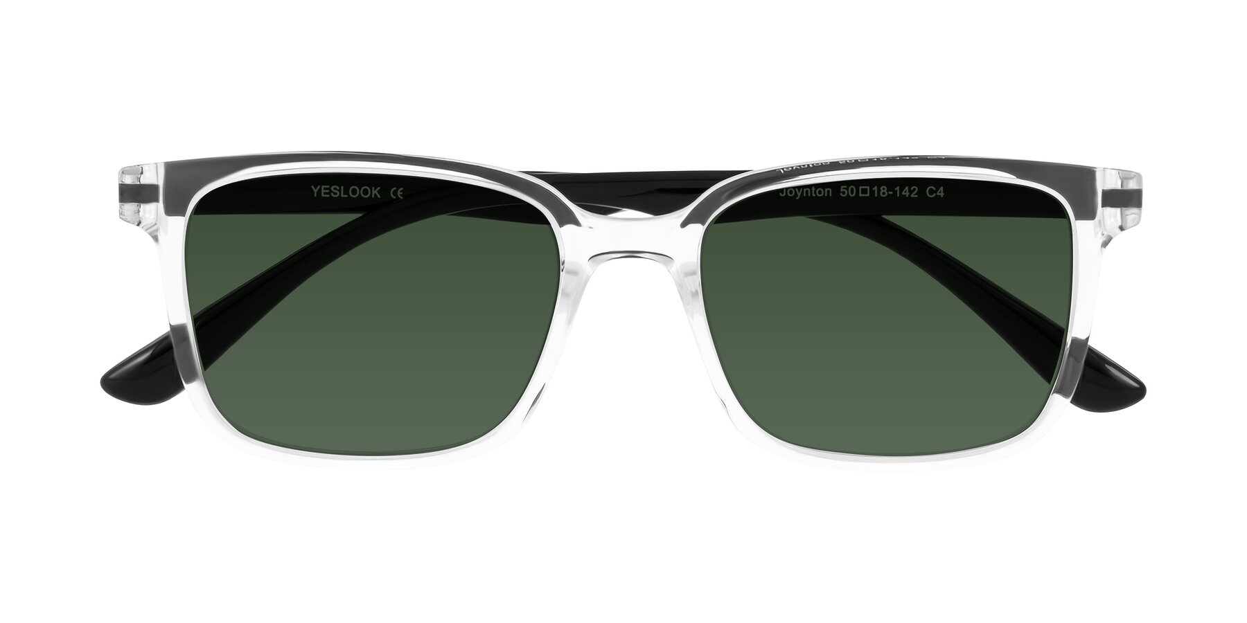 Folded Front of Joynton in Clear/Black with Green Tinted Lenses