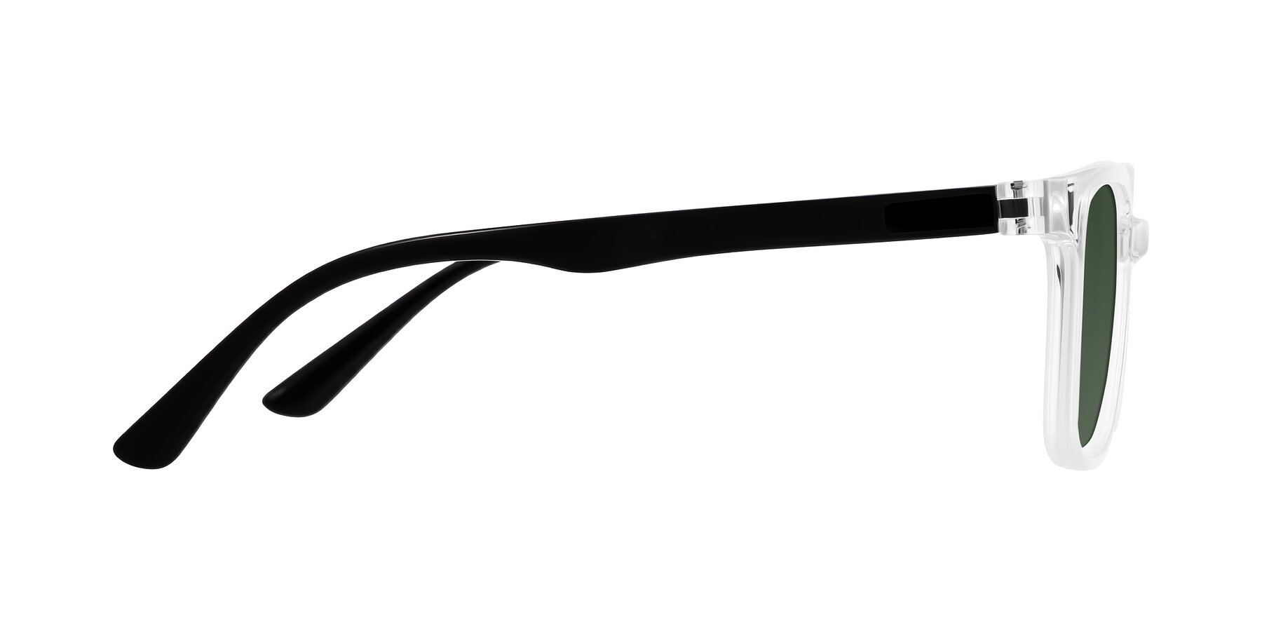 Side of Joynton in Clear/Black with Green Tinted Lenses