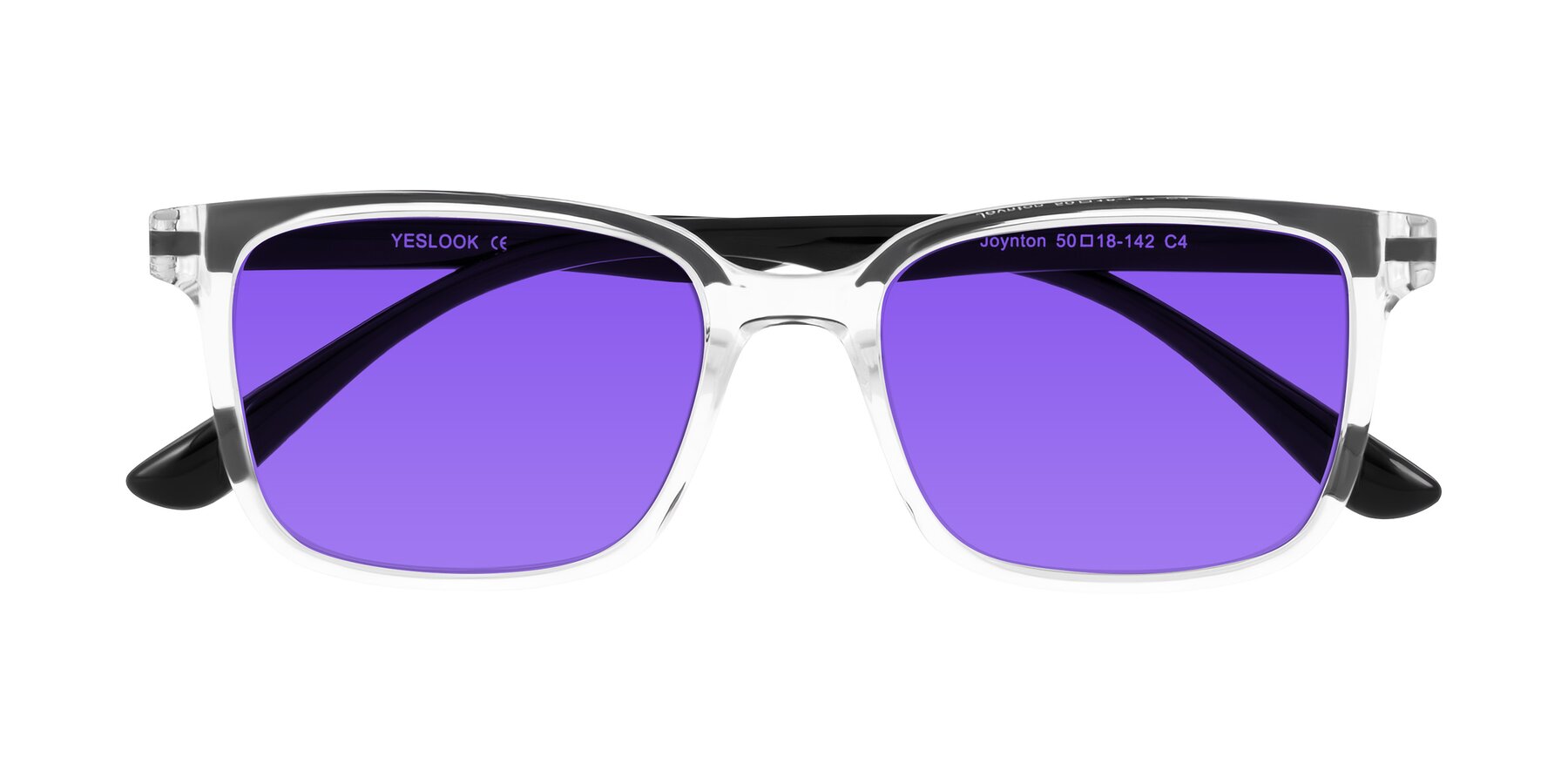 Folded Front of Joynton in Clear/Black with Purple Tinted Lenses