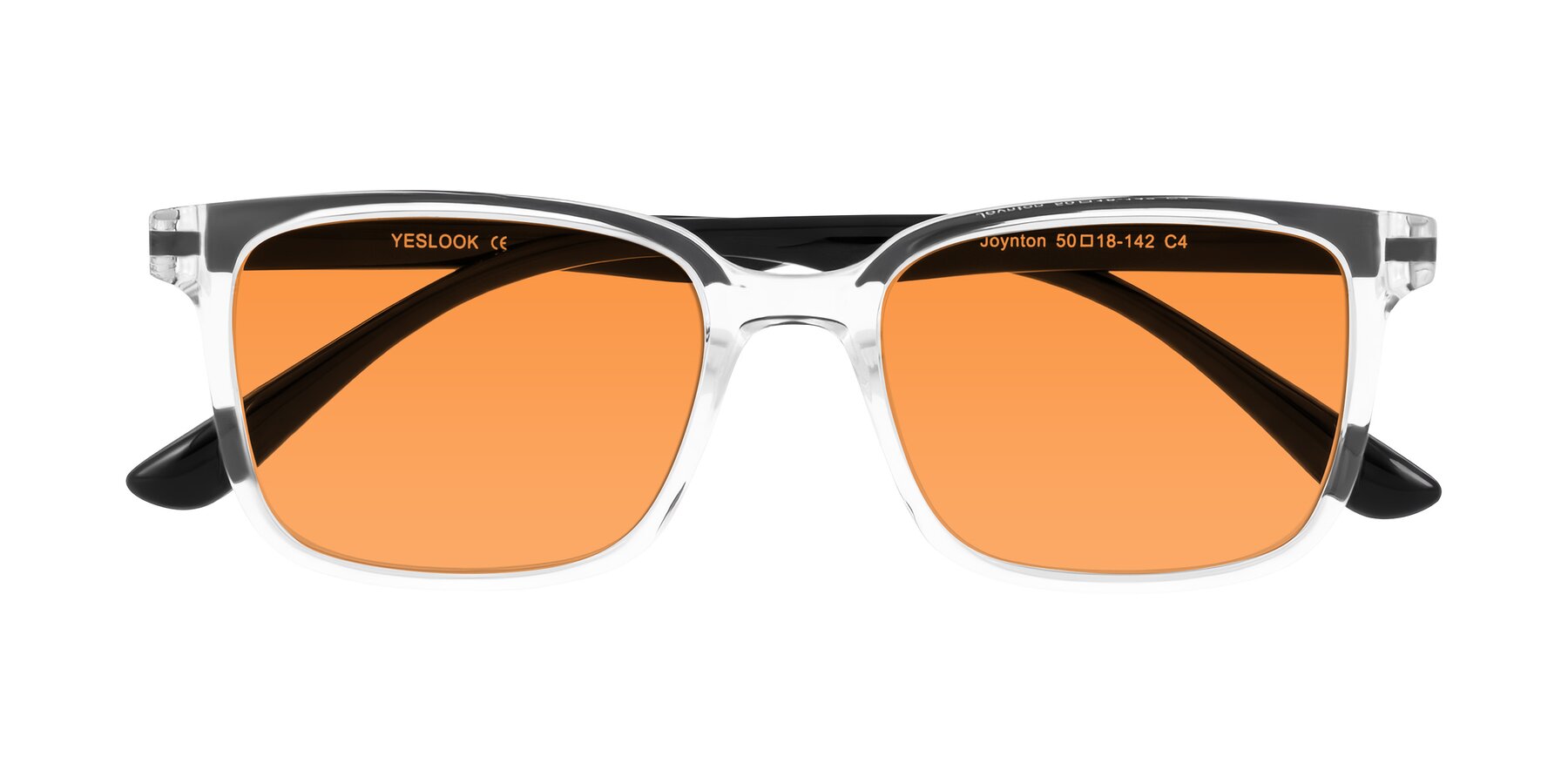 Folded Front of Joynton in Clear/Black with Orange Tinted Lenses