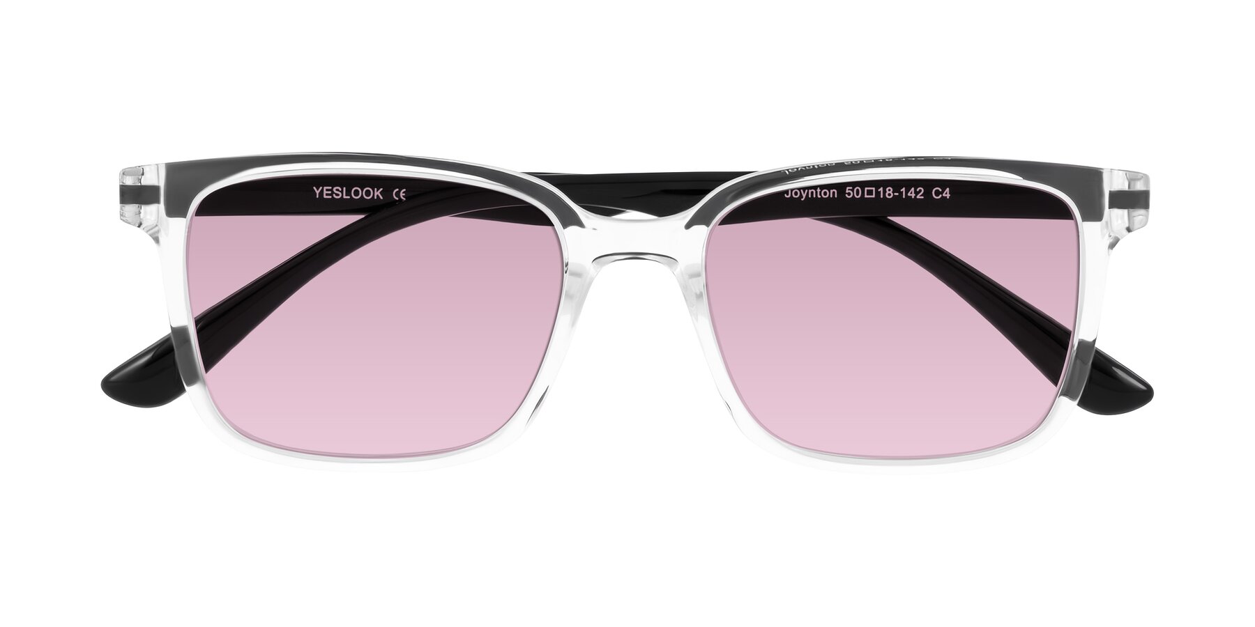 Folded Front of Joynton in Clear/Black with Light Wine Tinted Lenses