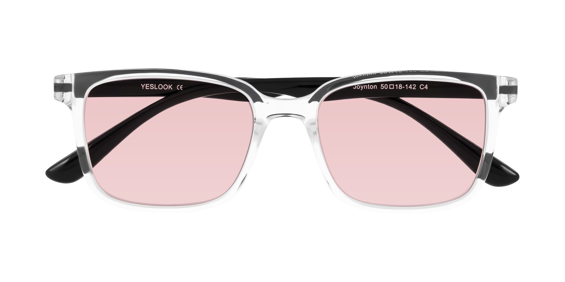 Folded Front of Joynton in Clear/Black with Light Garnet Tinted Lenses