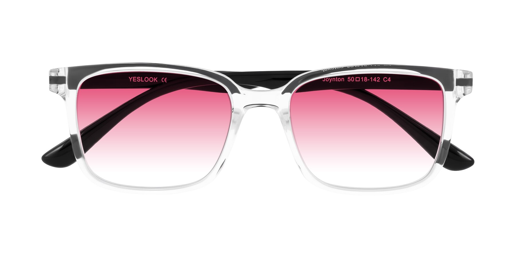 Folded Front of Joynton in Clear/Black with Pink Gradient Lenses