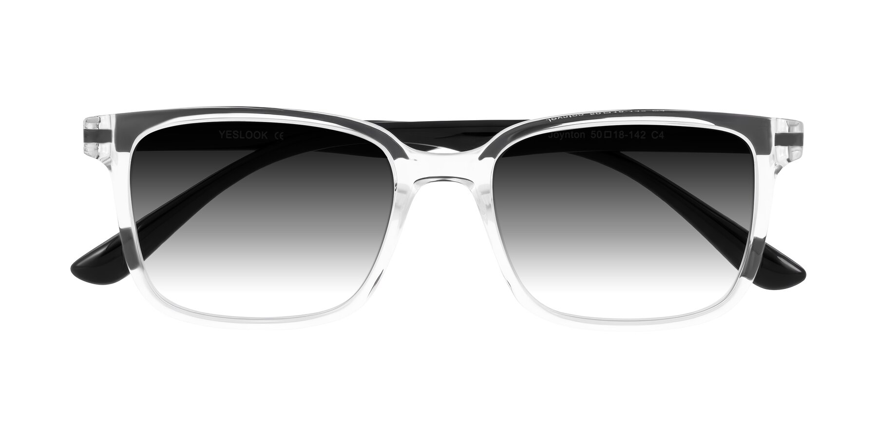 Folded Front of Joynton in Clear/Black with Gray Gradient Lenses