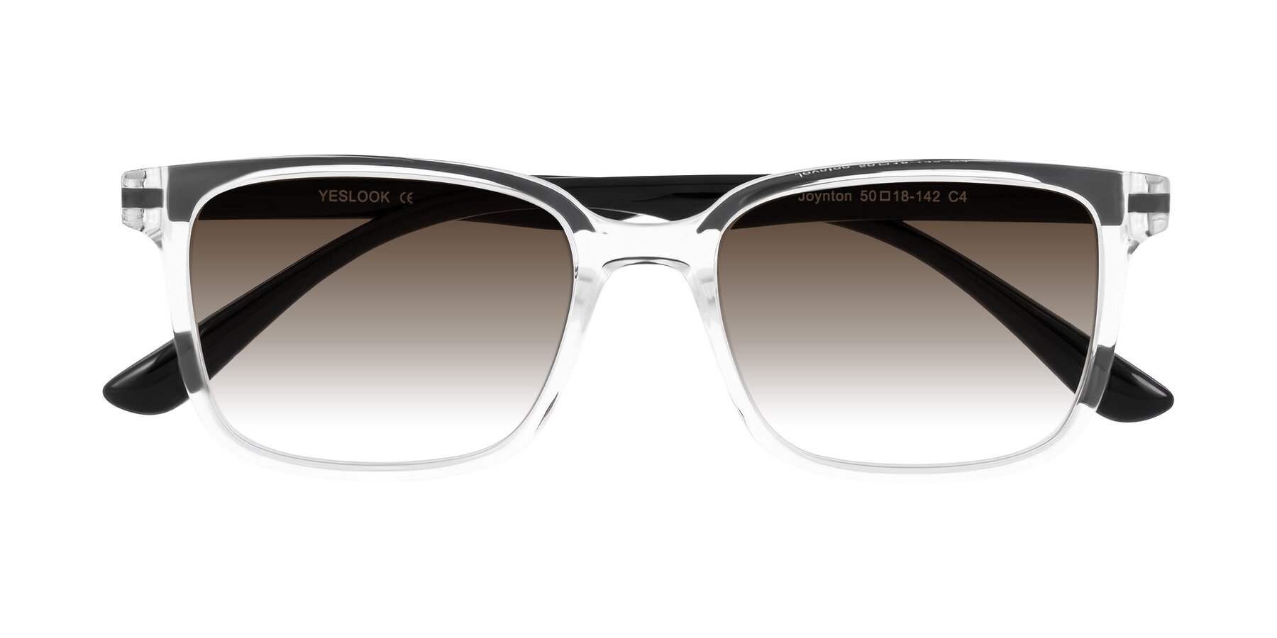 Folded Front of Joynton in Clear/Black with Brown Gradient Lenses
