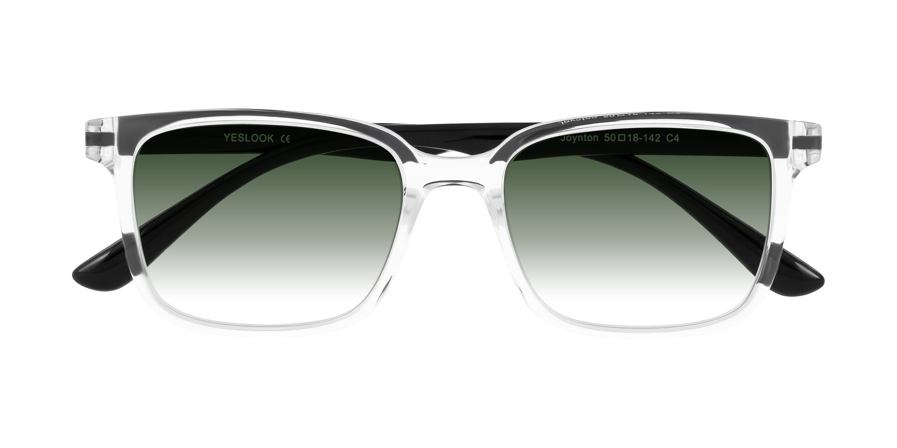 Folded Front of Joynton in Clear/Black with Green Gradient Lenses