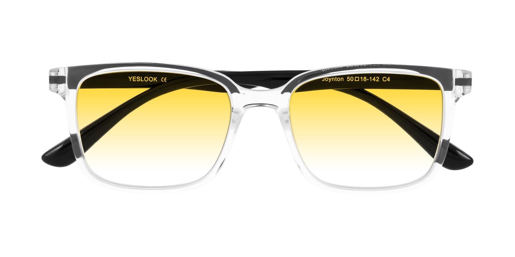Folded Front of Joynton in Clear/Black with Yellow Gradient Lenses