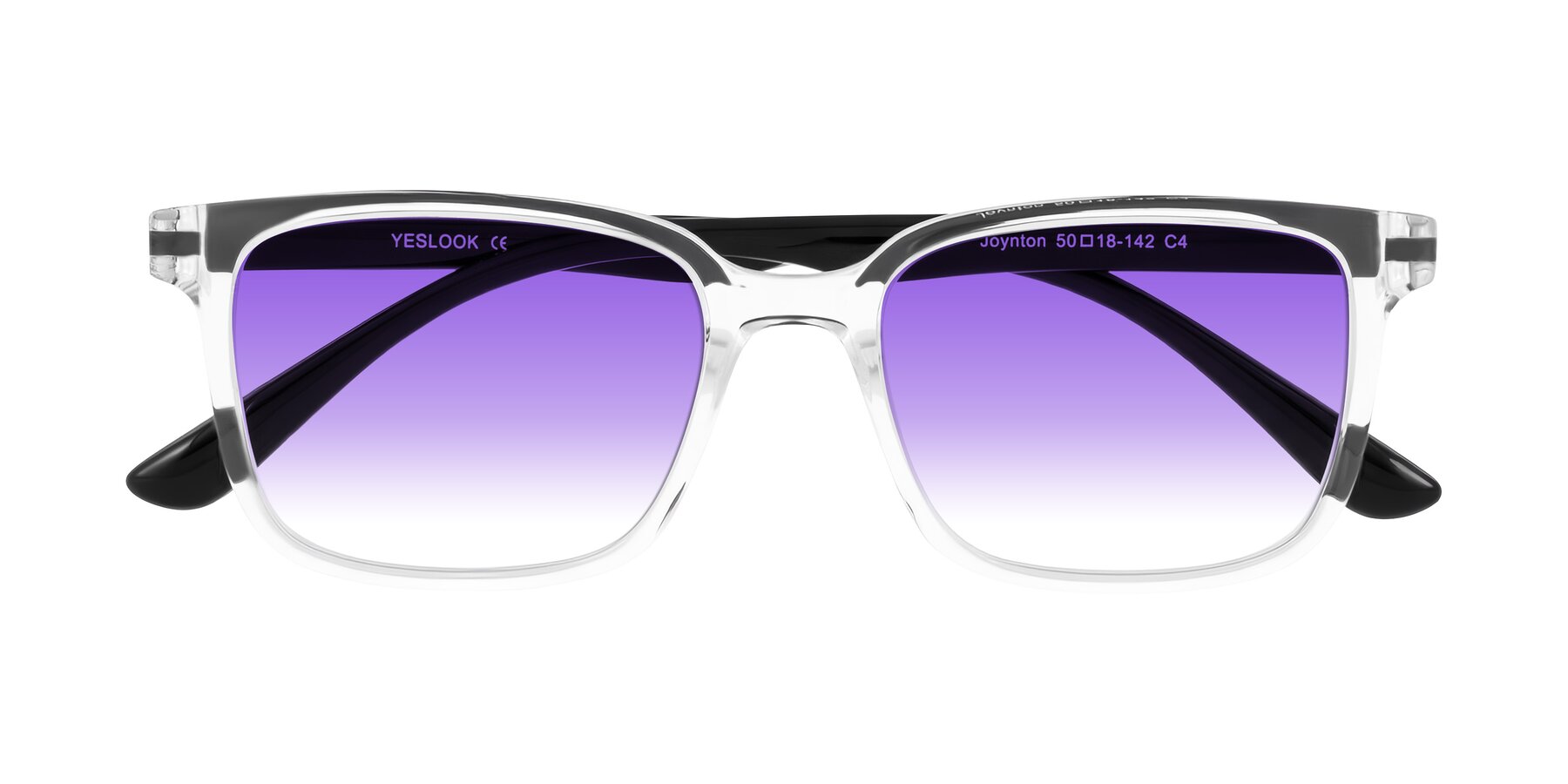 Folded Front of Joynton in Clear/Black with Purple Gradient Lenses