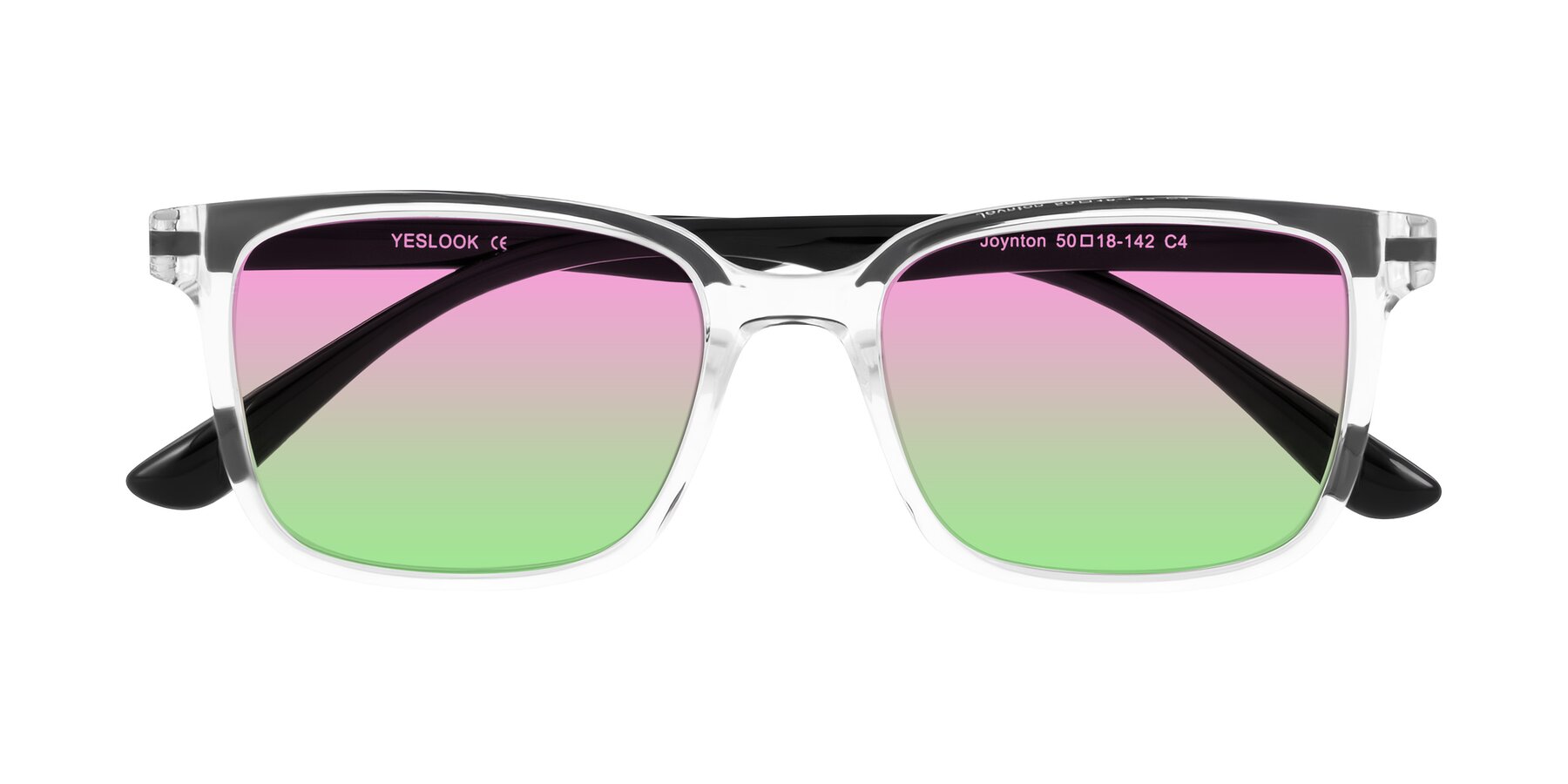 Folded Front of Joynton in Clear/Black with Pink / Green Gradient Lenses