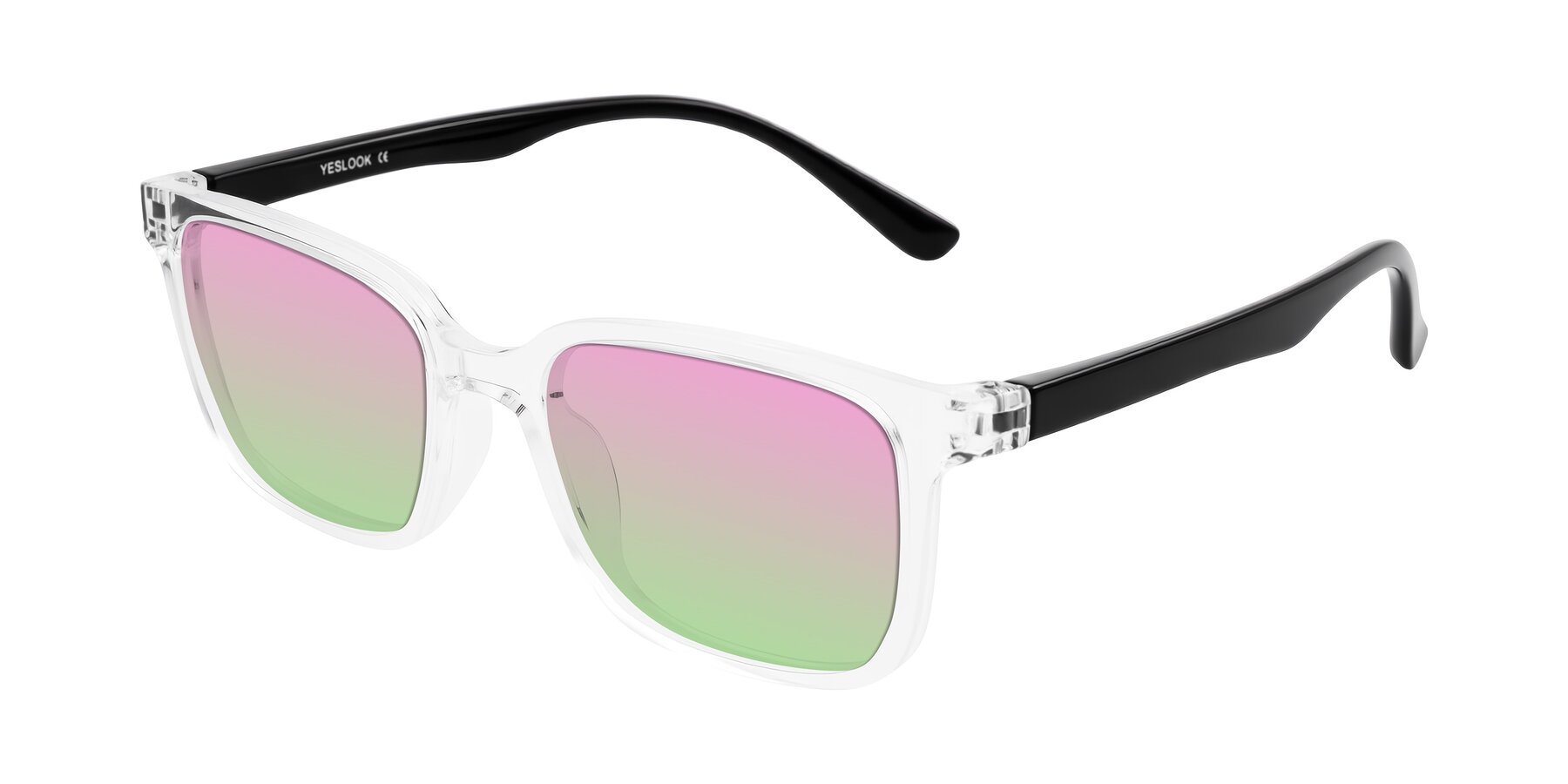 Angle of Joynton in Clear/Black with Pink / Green Gradient Lenses