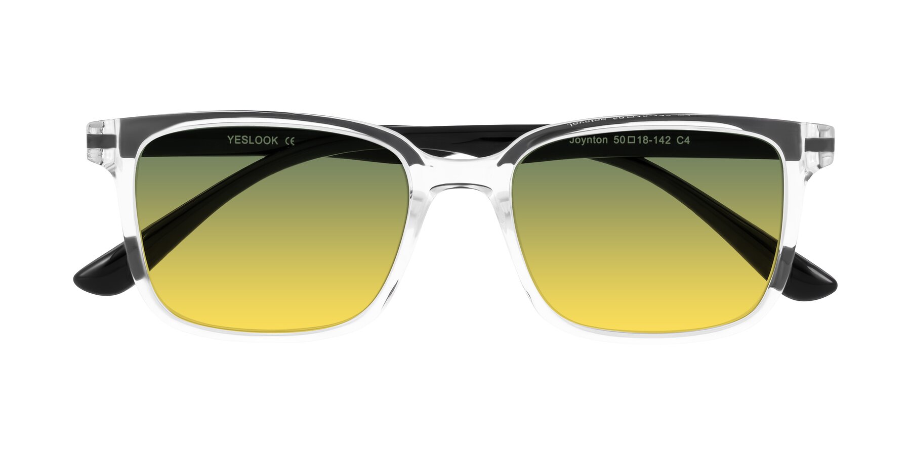 Folded Front of Joynton in Clear/Black with Green / Yellow Gradient Lenses