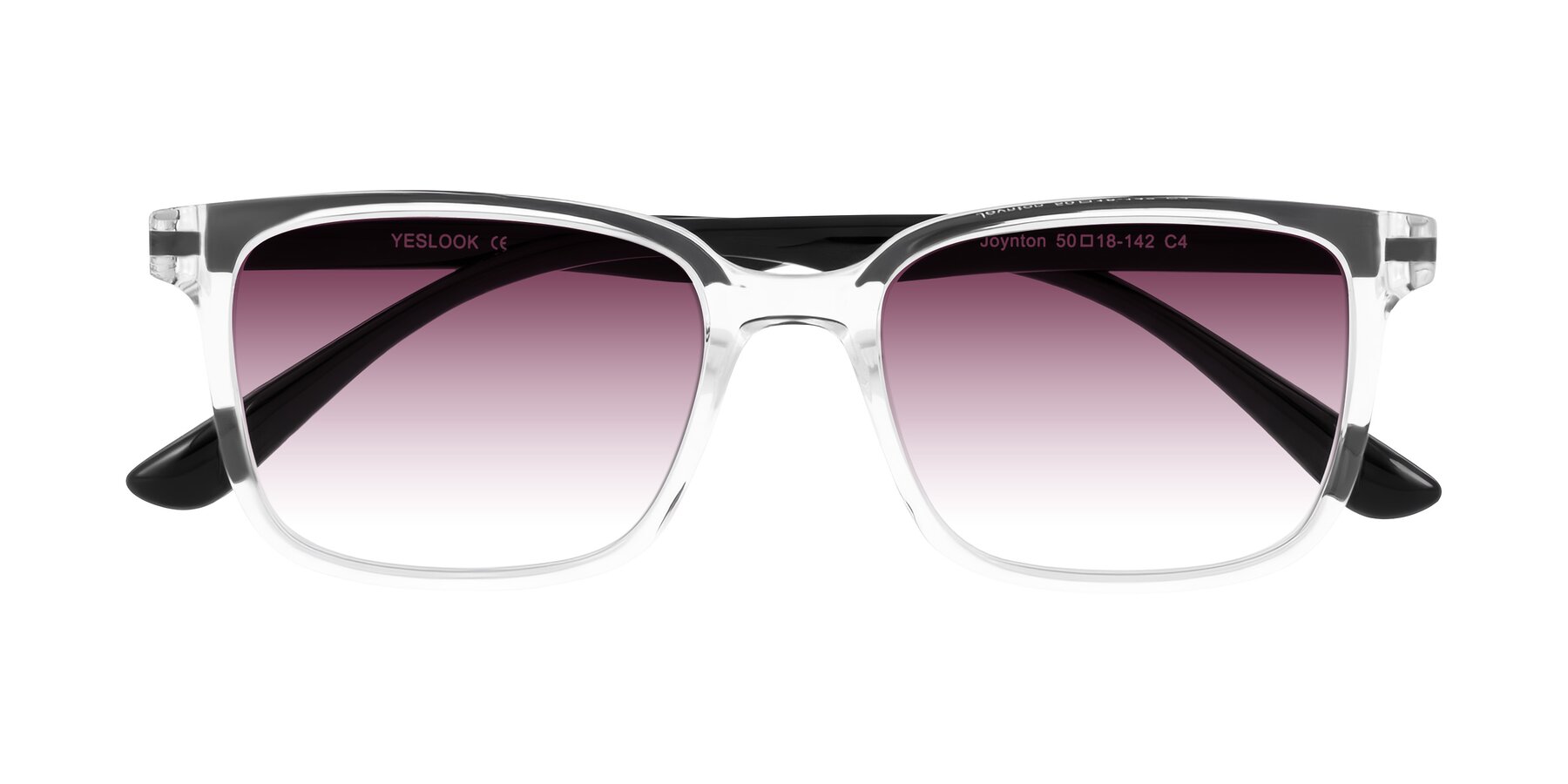 Folded Front of Joynton in Clear/Black with Wine Gradient Lenses