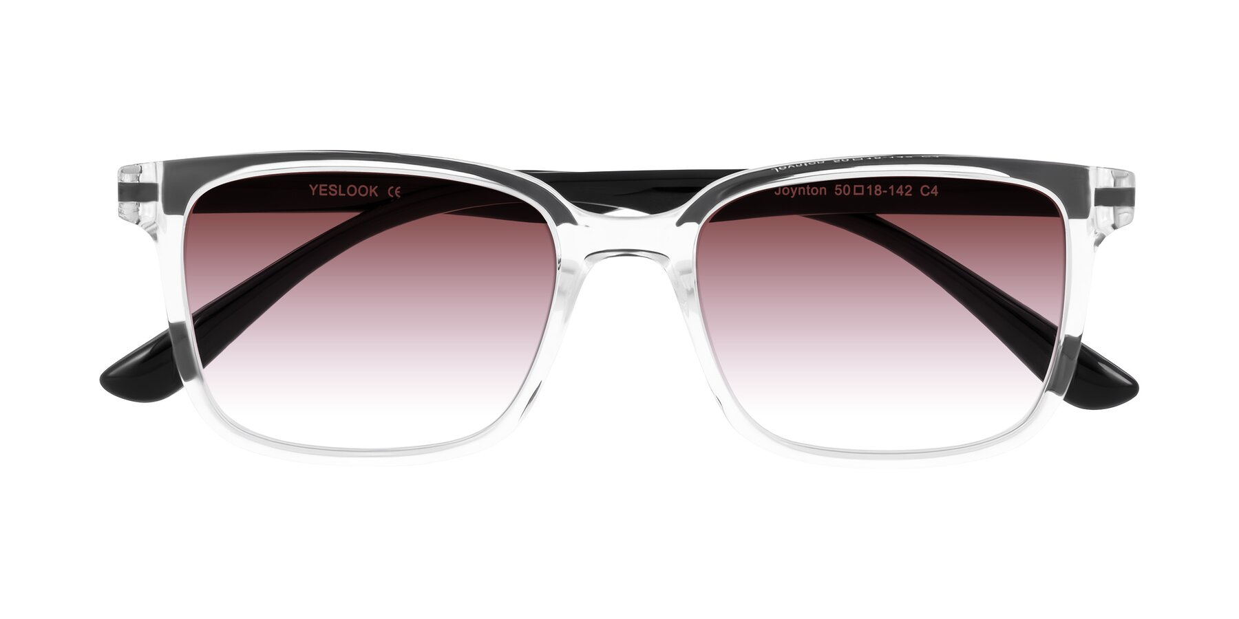 Folded Front of Joynton in Clear/Black with Garnet Gradient Lenses