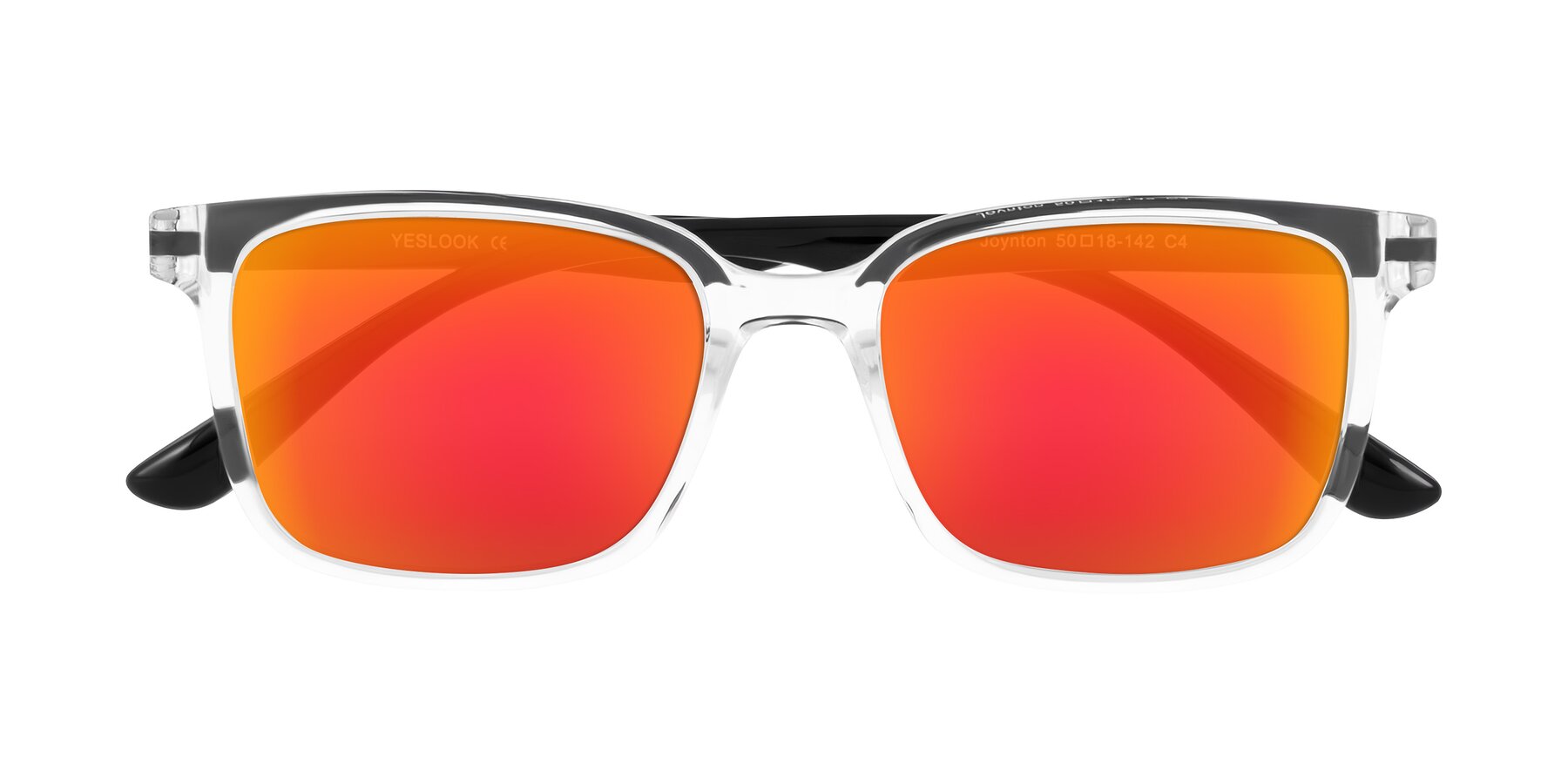 Folded Front of Joynton in Clear/Black with Red Gold Mirrored Lenses