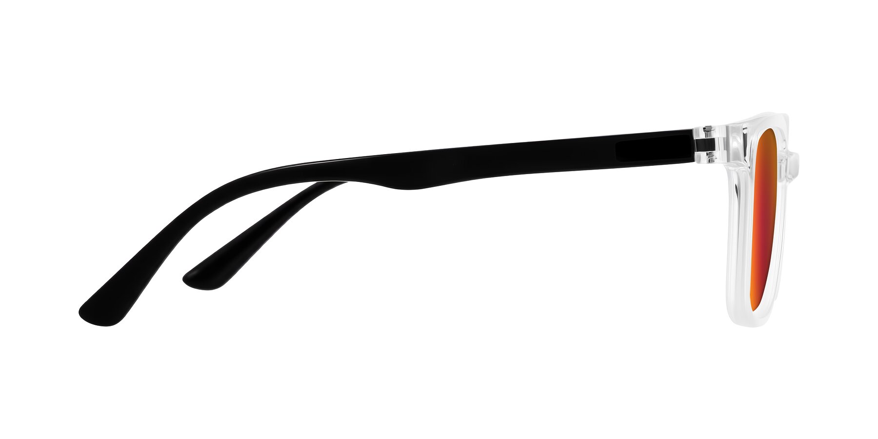 Side of Joynton in Clear/Black with Red Gold Mirrored Lenses