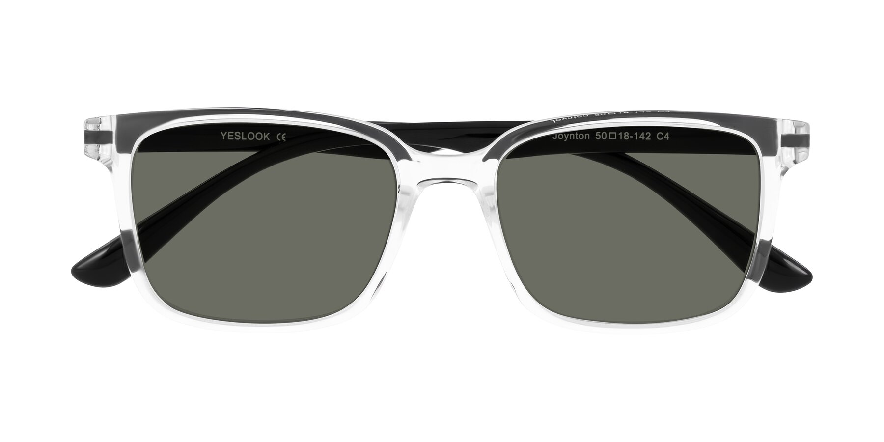 Folded Front of Joynton in Clear/Black with Gray Polarized Lenses