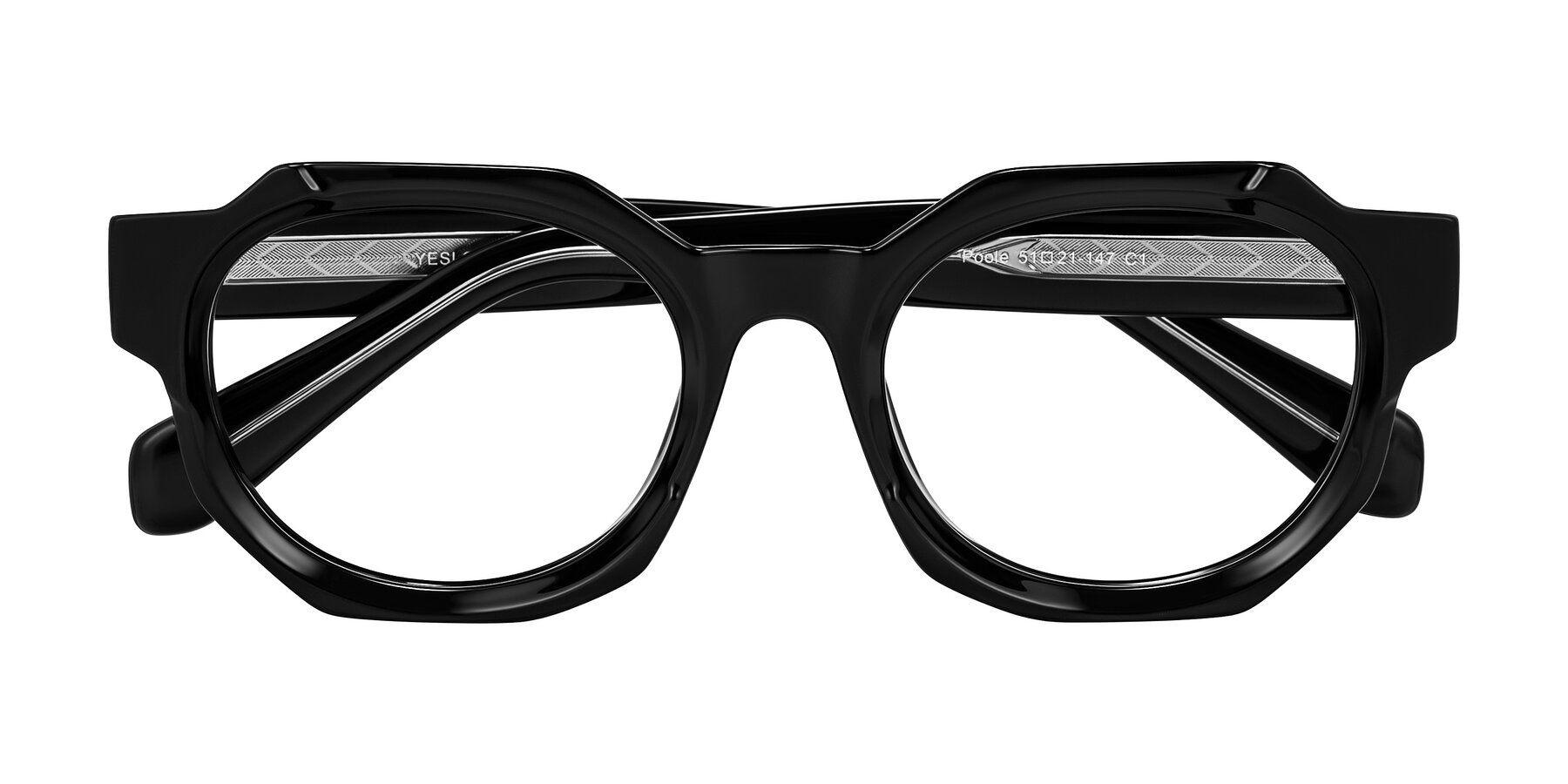 Folded Front of Poole in Black with Clear Eyeglass Lenses