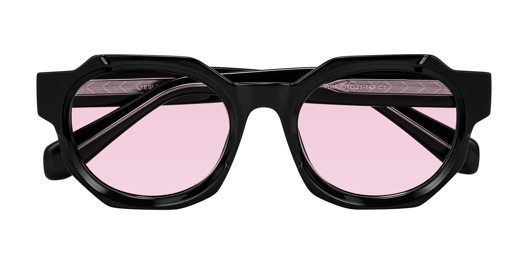 Folded Front of Poole in Black with Light Pink Tinted Lenses