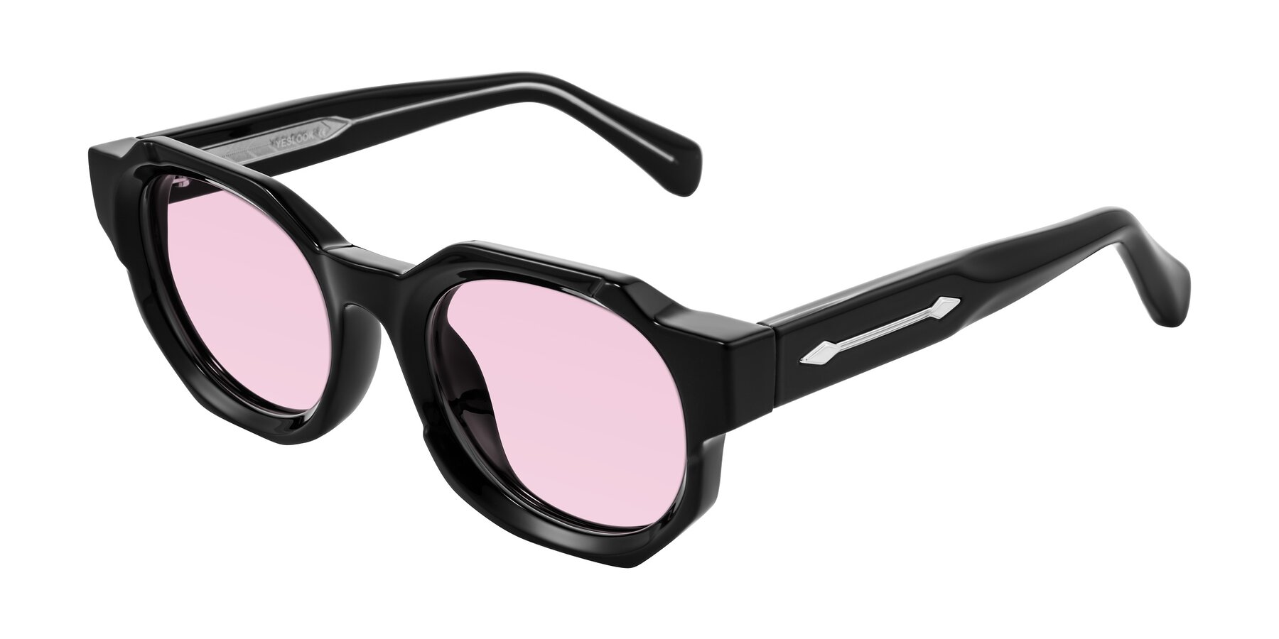 Angle of Poole in Black with Light Pink Tinted Lenses