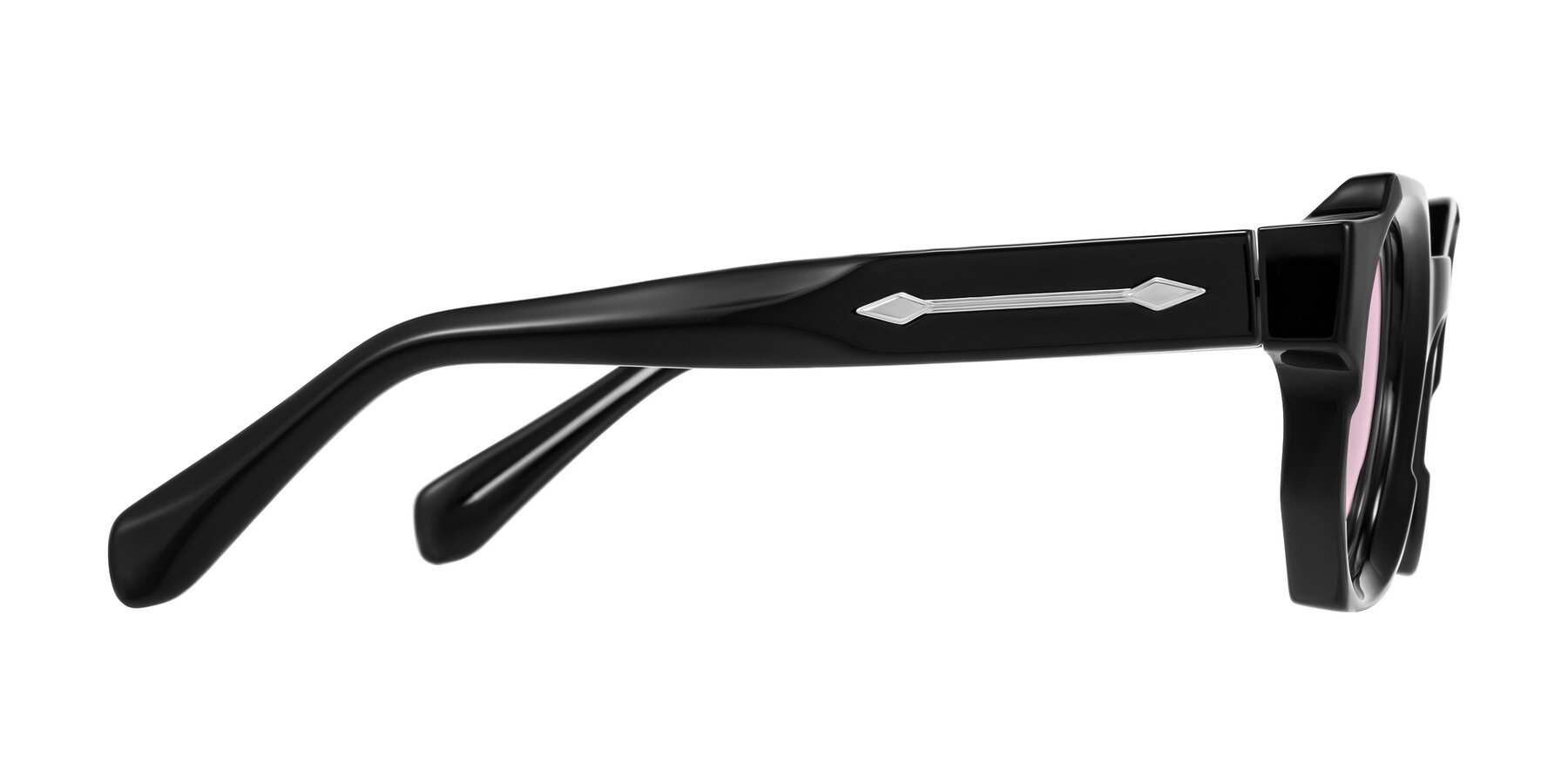 Side of Poole in Black with Light Pink Tinted Lenses