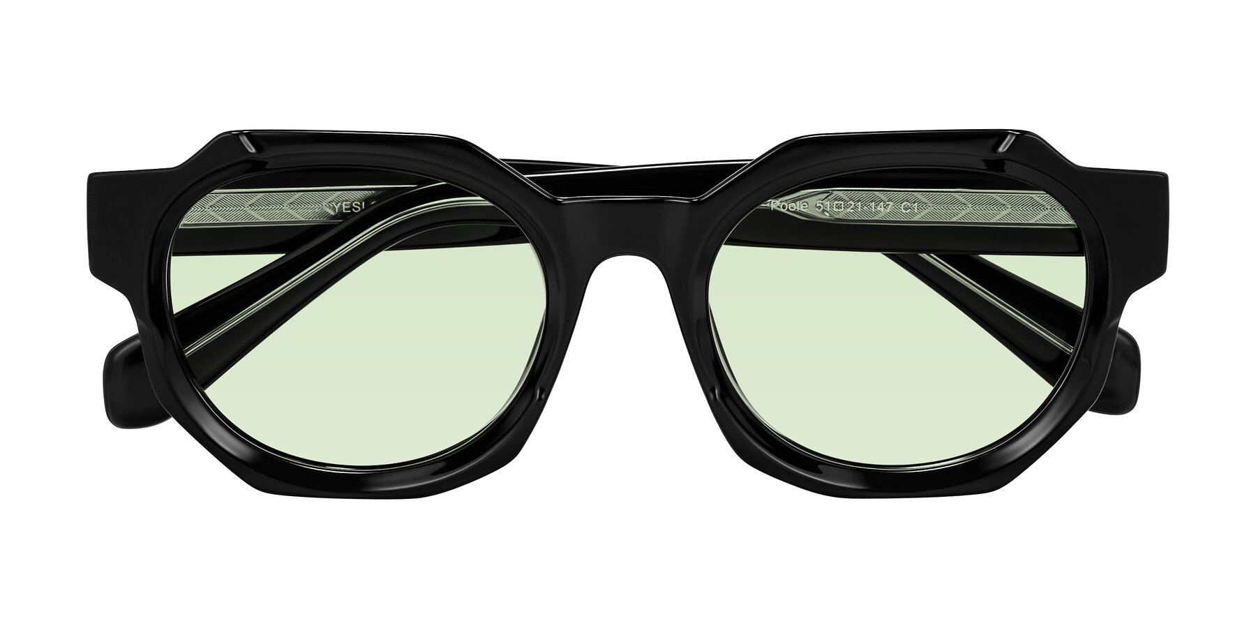 Folded Front of Poole in Black with Light Green Tinted Lenses