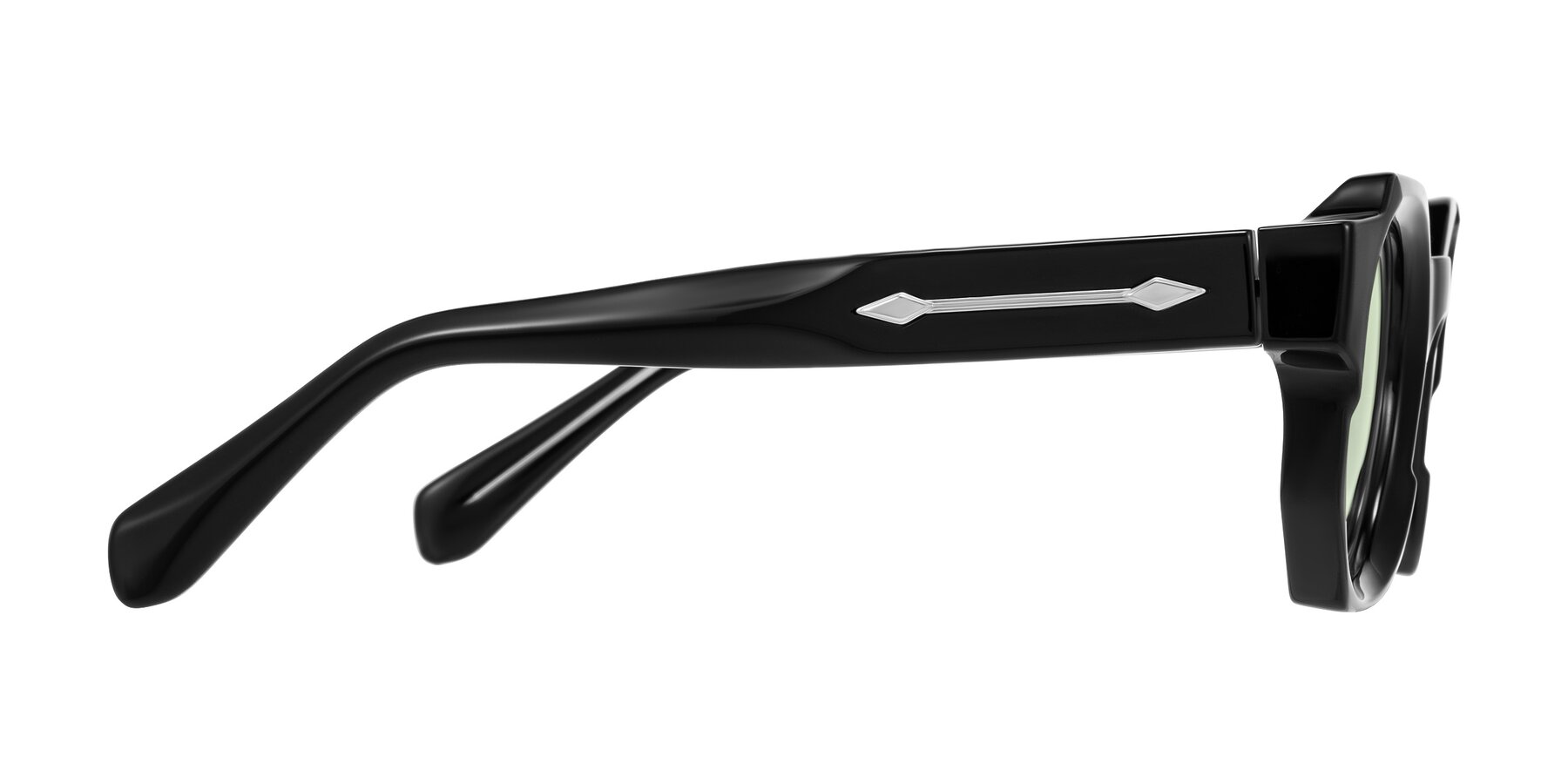 Side of Poole in Black with Light Green Tinted Lenses