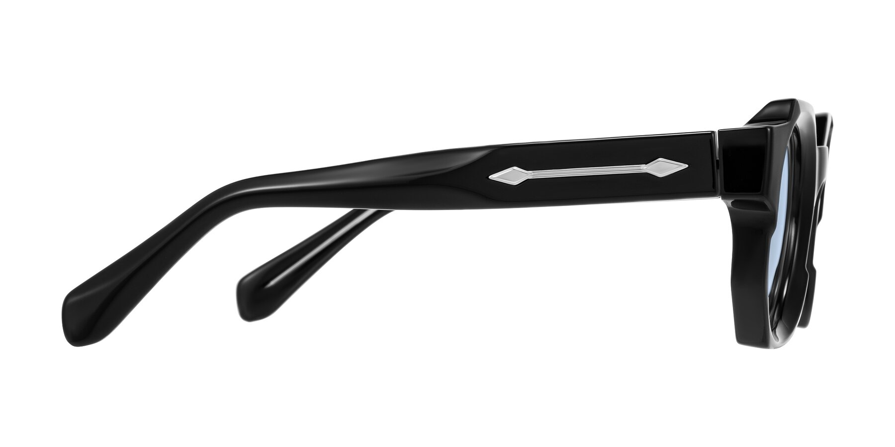 Side of Poole in Black with Light Blue Tinted Lenses