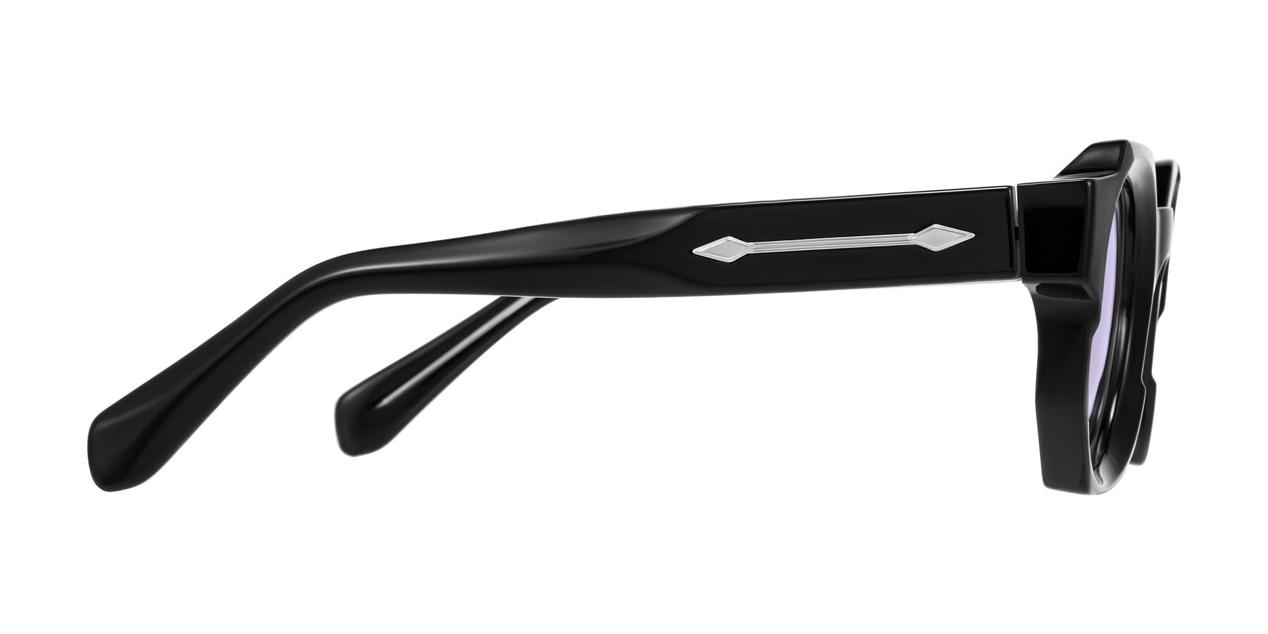 Side of Poole in Black with Light Purple Tinted Lenses