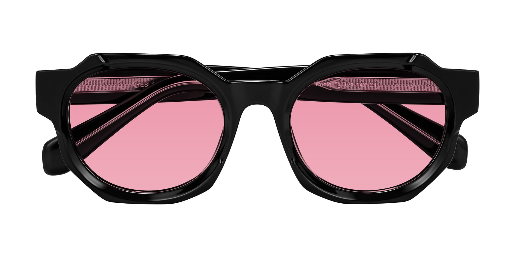 Folded Front of Poole in Black with Pink Tinted Lenses