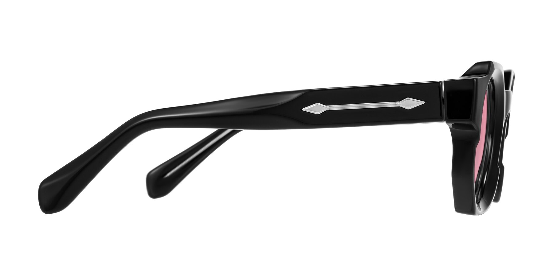 Side of Poole in Black with Pink Tinted Lenses