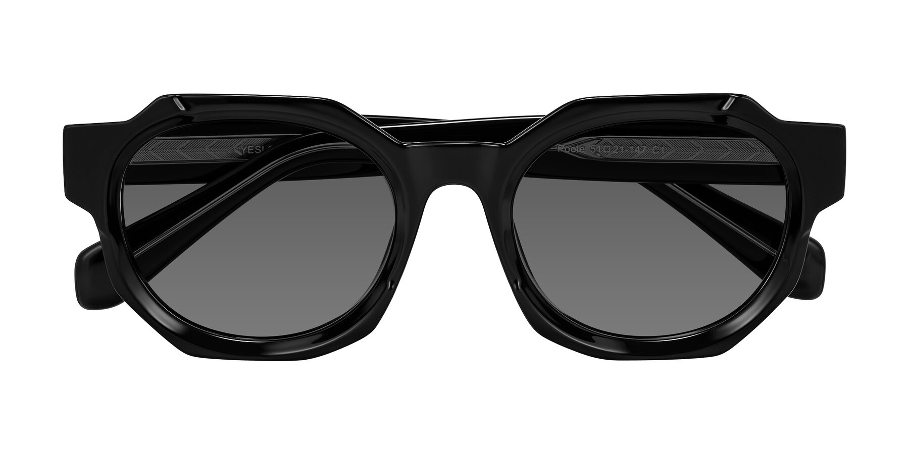 Folded Front of Poole in Black with Medium Gray Tinted Lenses