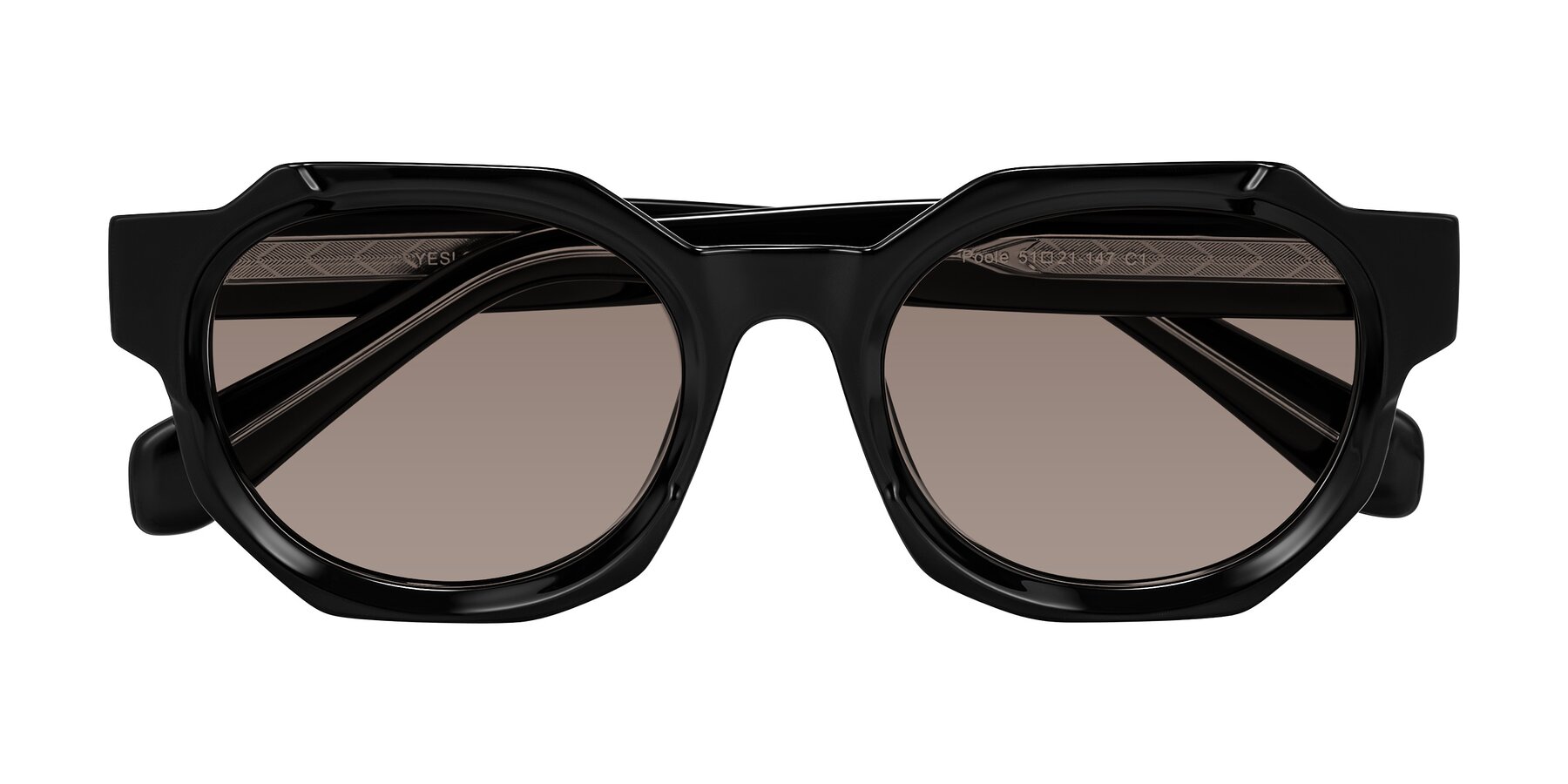Folded Front of Poole in Black with Medium Brown Tinted Lenses