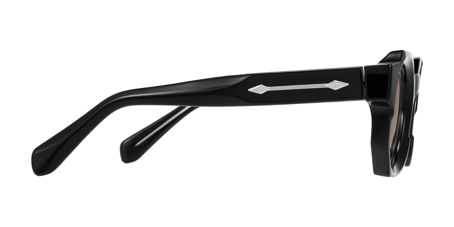Side of Poole in Black with Medium Brown Tinted Lenses
