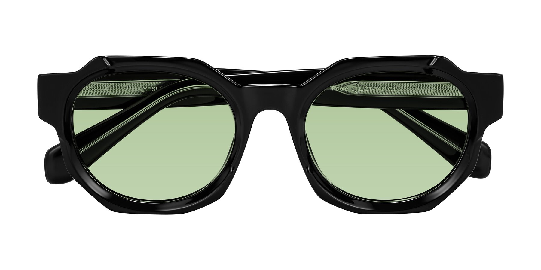 Folded Front of Poole in Black with Medium Green Tinted Lenses
