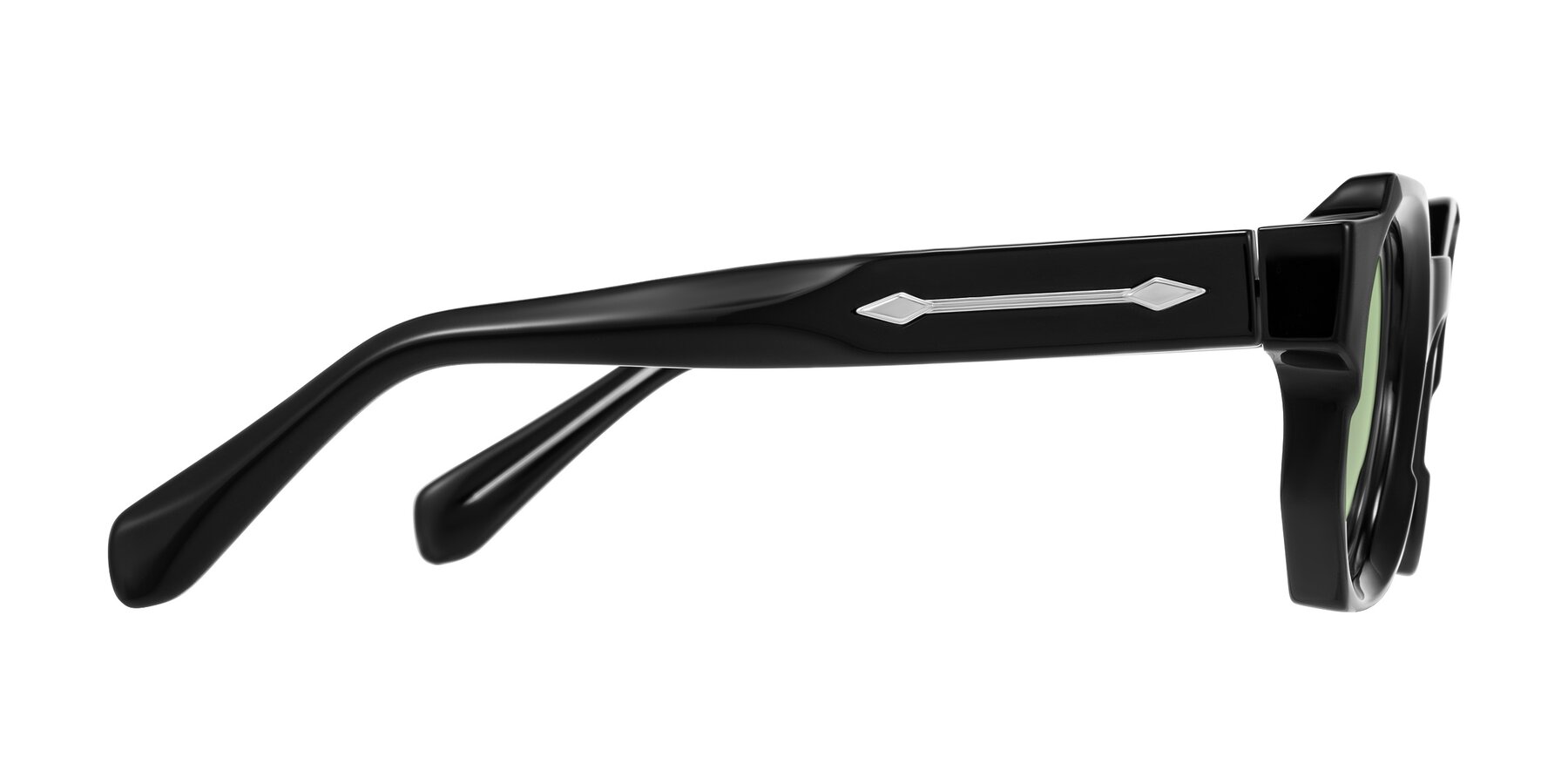 Side of Poole in Black with Medium Green Tinted Lenses