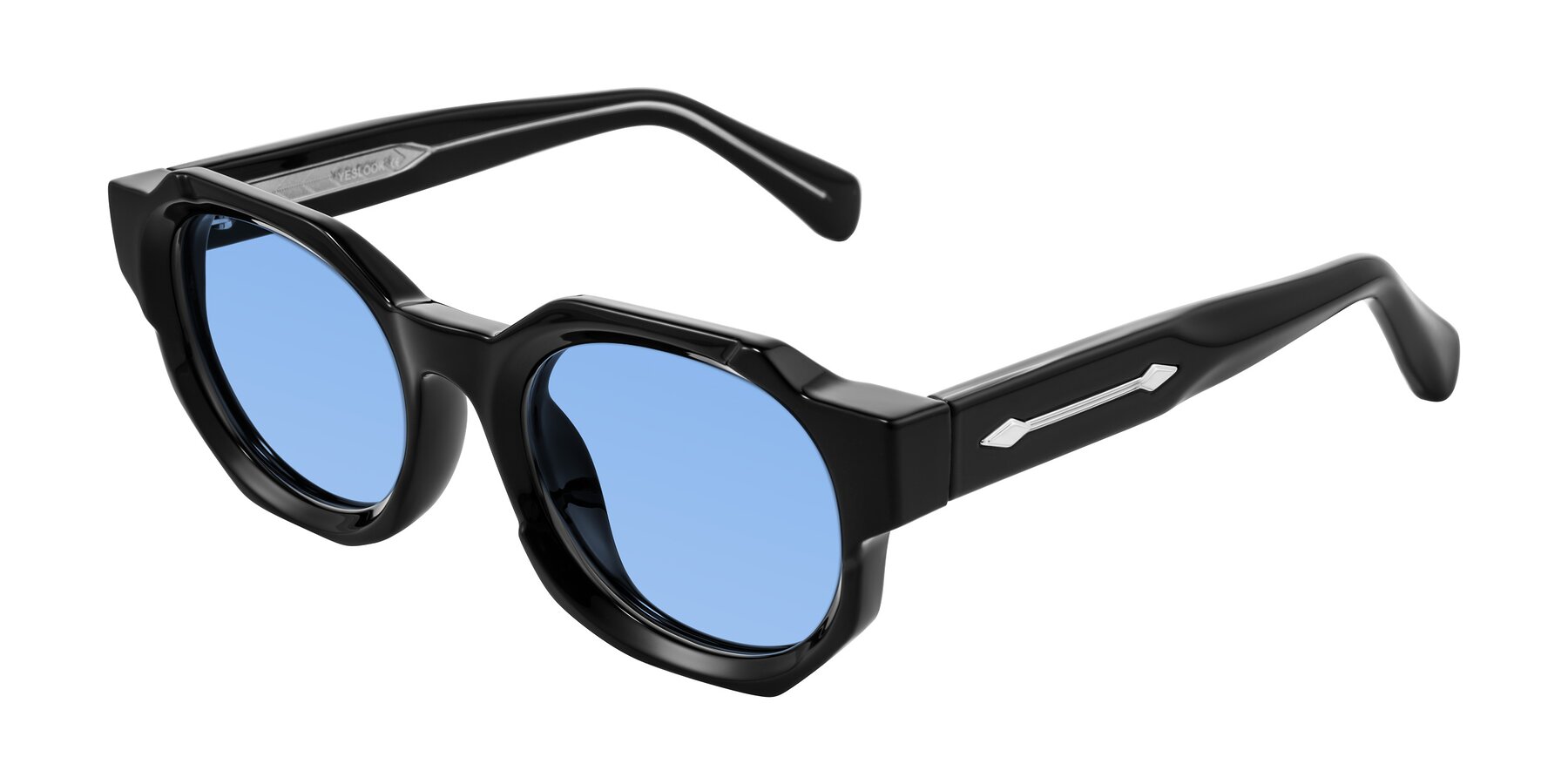 Angle of Poole in Black with Medium Blue Tinted Lenses