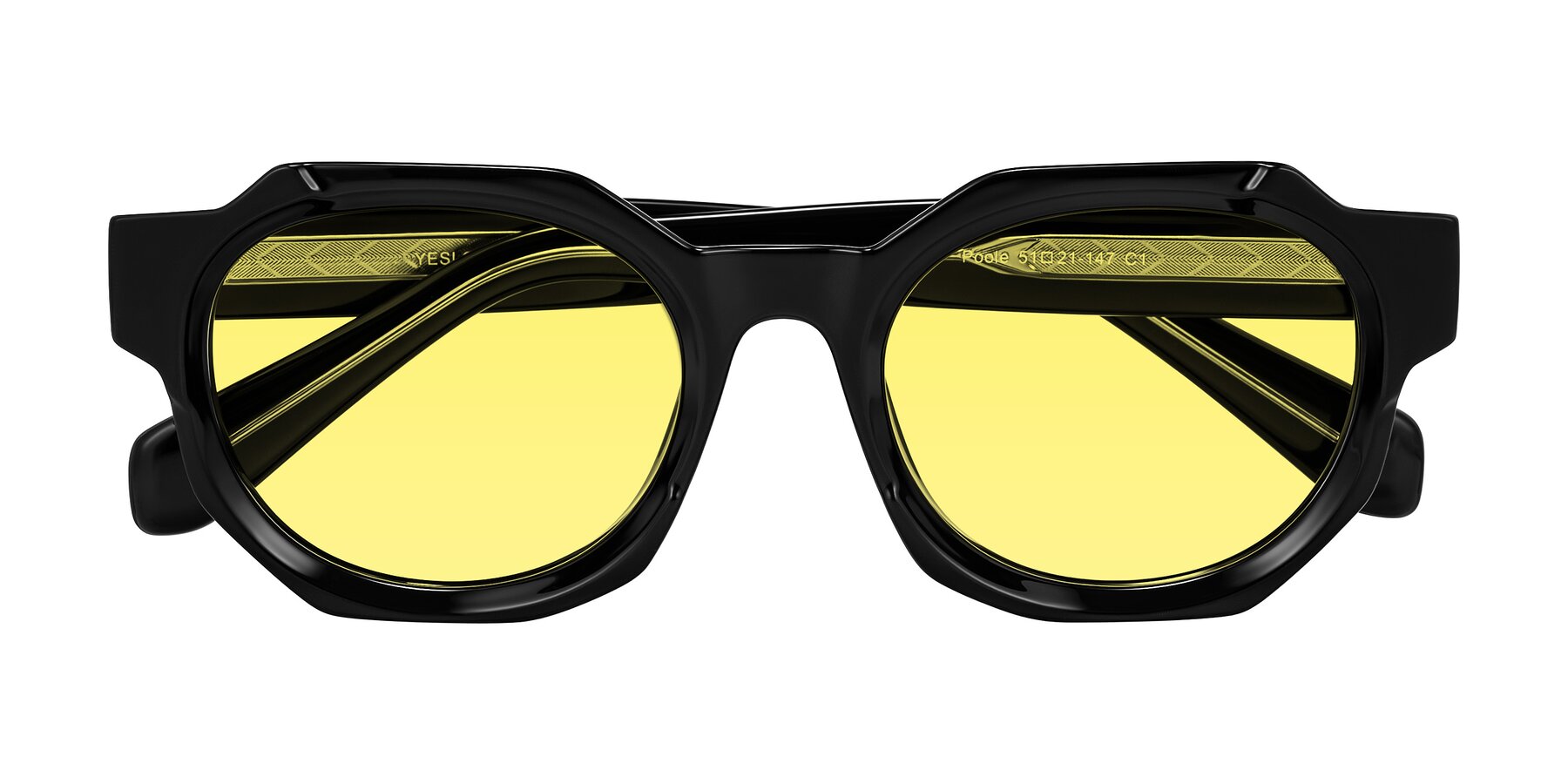 Folded Front of Poole in Black with Medium Yellow Tinted Lenses