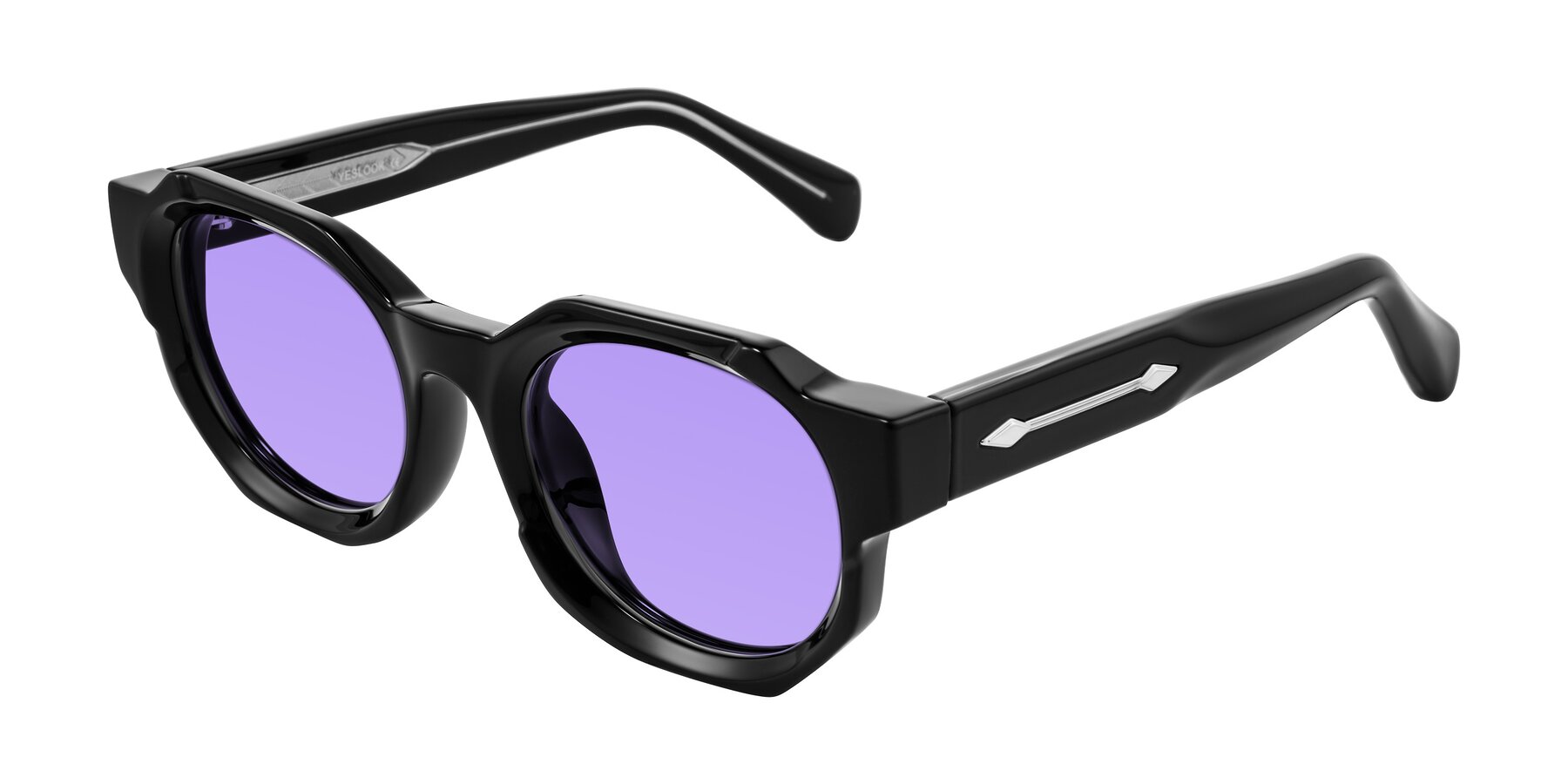 Angle of Poole in Black with Medium Purple Tinted Lenses