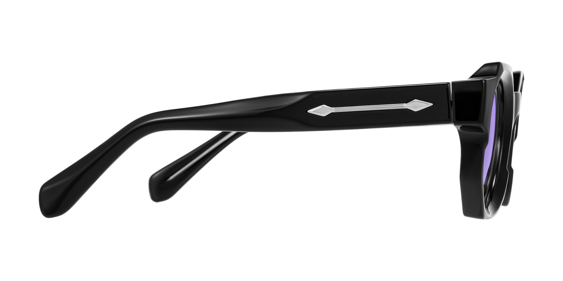 Side of Poole in Black with Medium Purple Tinted Lenses